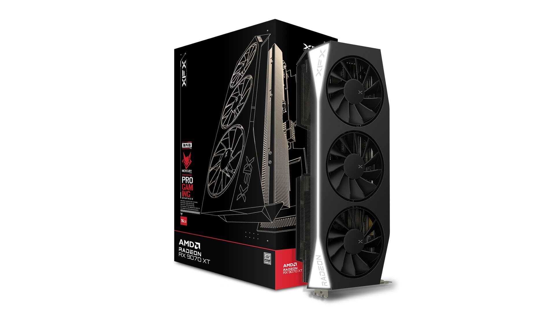 XFX Mercury AMD Radeon RX 9070XT Gaming Edition با 16GB GDDR6 HDMI 3xDP، AMD RDNA™ 4 (RX-970MERCB9)
