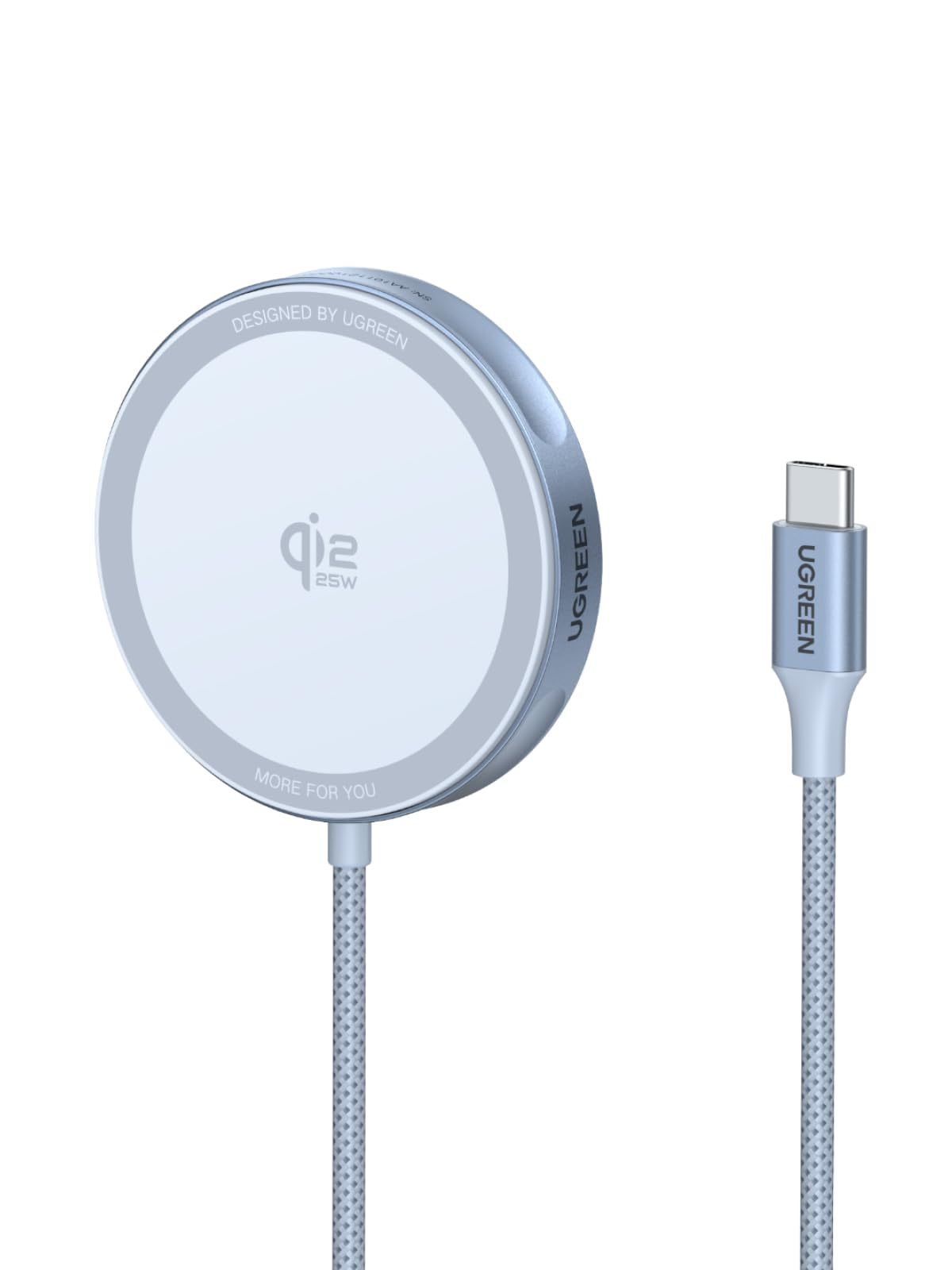 گوین ؛ UGREEN 2025 Qi2 25W وایرلس چارجر پد، کابل USB-C بافته شده 1.5M شارژر پرتابل Magsafe برای آیفون 17 پرو مکس، سری 12-16، AirPods 4، 3، پرو، پرو 2، چند حفاظتی مغناطیسی قوی