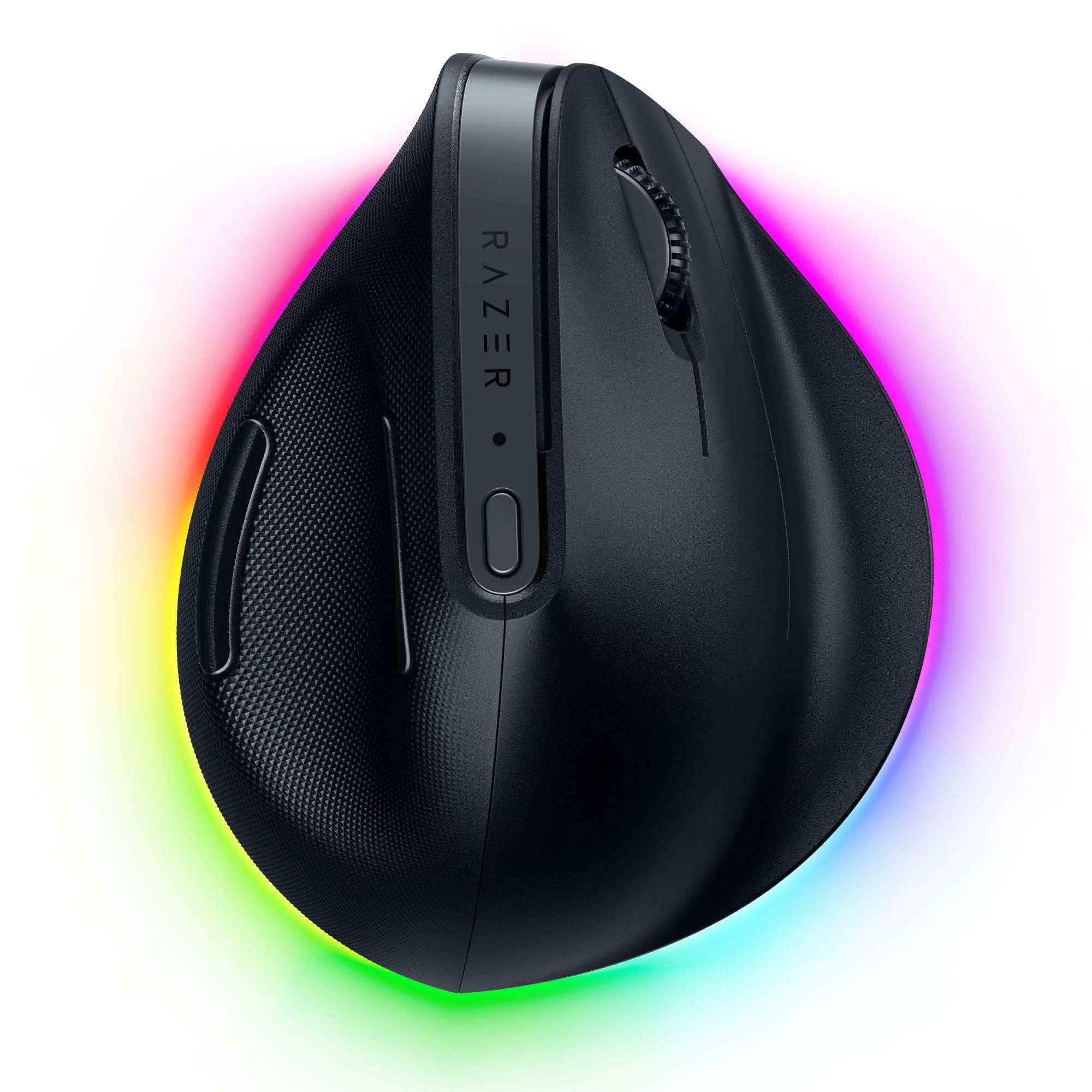 موش موس بی‌سیم عمودی Razer Pro Click V2: طراحی ارگونومیک با 6 دکمه - یک کلیک پیشنهاد هوش مصنوعی - عمر باتری بلند - اتصال چند دستگاه از طریق 2.4GHz، بلوتوث یا حالت باسیم USB C - رنگارنگ Chroma RGB