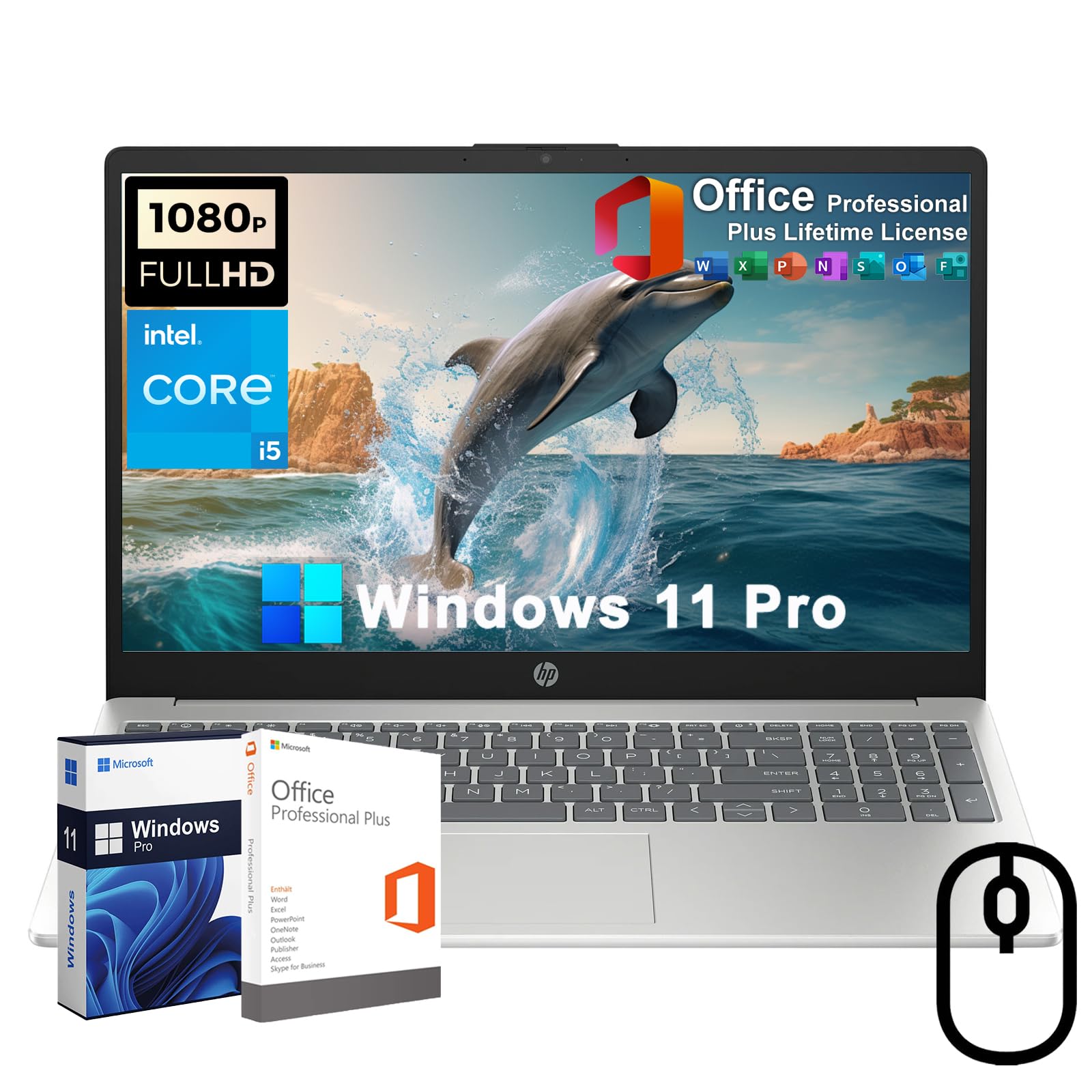 لپ تاپ تجاری HP 15.6 اینچ با صفحه نمایش کامل HD، دارای لایسنس دائمی آفیس و ویندوز 11 پرو، پردازنده Intel Core i5-1235U نسل ۱۲ (تا ۴.۴ گیگاهرتز)، ۳۲ گیگابایت رم، ۱ ترابایت حافظه جامعه اس‌اس‌دی، صفحه کلید عددی، وای-فای ۶، بلوتوث ۵.۳، همراه با موشن لمبرتنت ۳۲ گیگابایت رم و ۱ ترابایت حافظه جامعه اس‌اس‌دی.