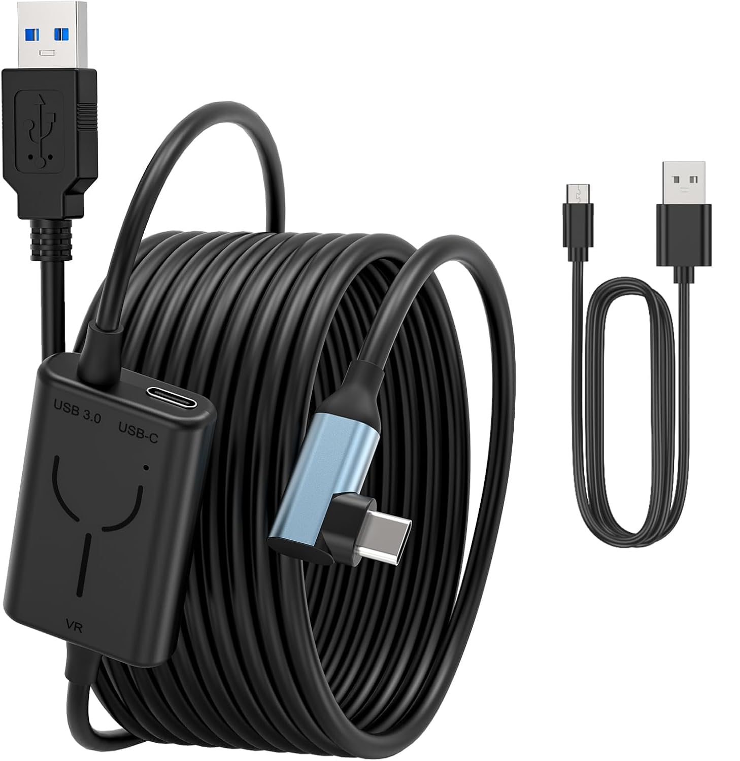 کابل اتصال KASTWAVE 16FT برای اکولوس کوئست ۲/۱ - کابل هدست ورزشی و آداپتور USB ۳٫۰ به USB C - انتقال داده با سرعت بالا و کابل شارژ برای بازی کامپیوتری