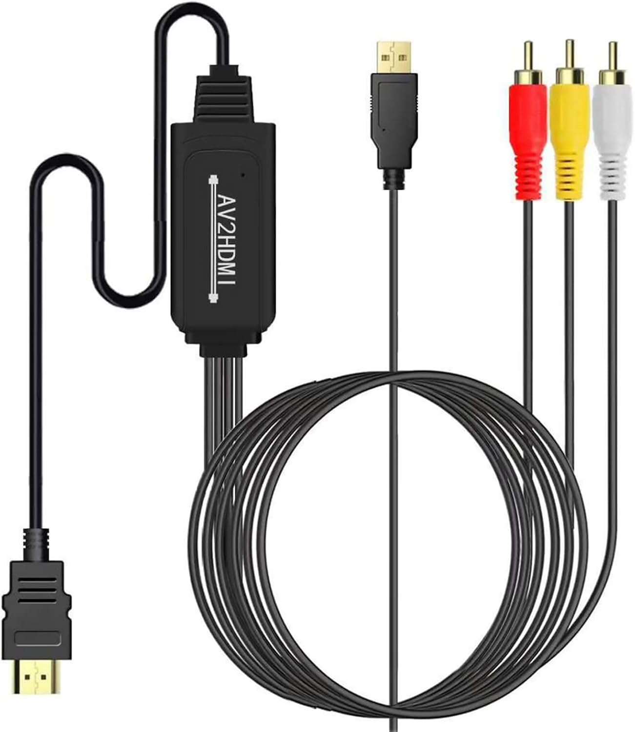 تبدیل HDMI به RCA ازونی - تبدیل HDMI به 3RCA AV ویدئو کامپوزیت و آداپتور صدا برای تلویزیون‌های قدیمی/کامپیوتر/لپ‌تاپ/DVD/Roku/Fire Stick/Chromecast/Xbox/Apple TV - پشتیبانی از NTSC/PAL