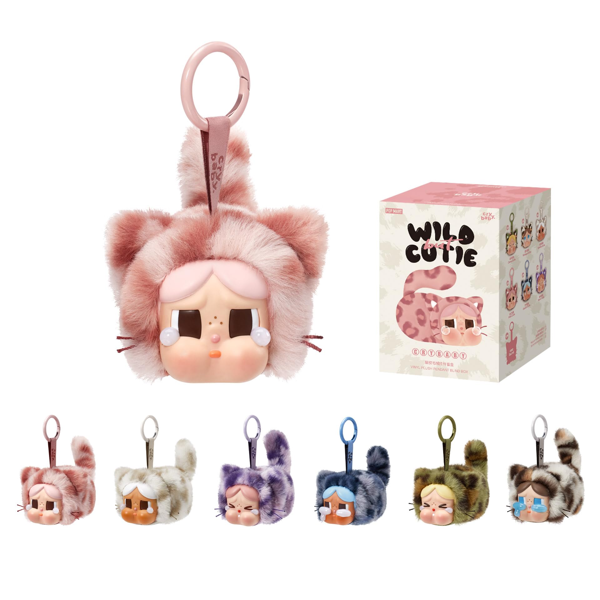 سری Crybaby Wild but Cutie از POP MART - آویز پلاش وینیلی Blind Box، اشکال اکشن فیگورهای طراحی تصادفی جمع‌آوری اسباب‌بازی‌های تزیینی، هدایای تولد و تعطیلات برای دختران و پسران، جعبه تکی سری Crybaby Wild But Cutie جعبه تکی