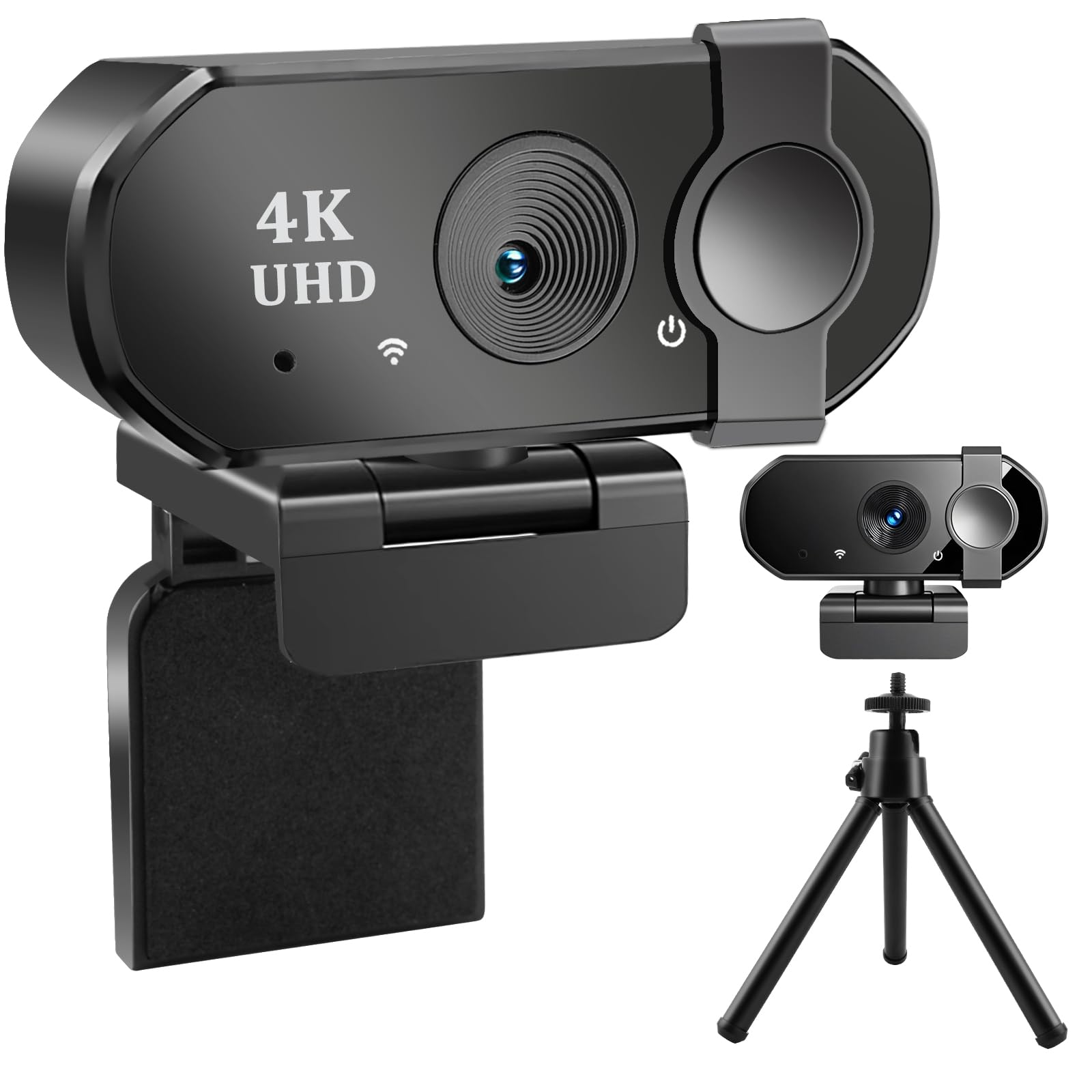 وب‌کم 4K برای کامپیوتر، KUTONTECH UHD با فوکوس خودکار برتر و دارای میکروفون داخلی، دوربین کنفرانس با استند مثلثی، وب‌کم USB با زاویه دید ۱۲۰ درجه و پوشش حریم خصوصی، قابل استفاده با Zoom/Teams/Livestreams/و...