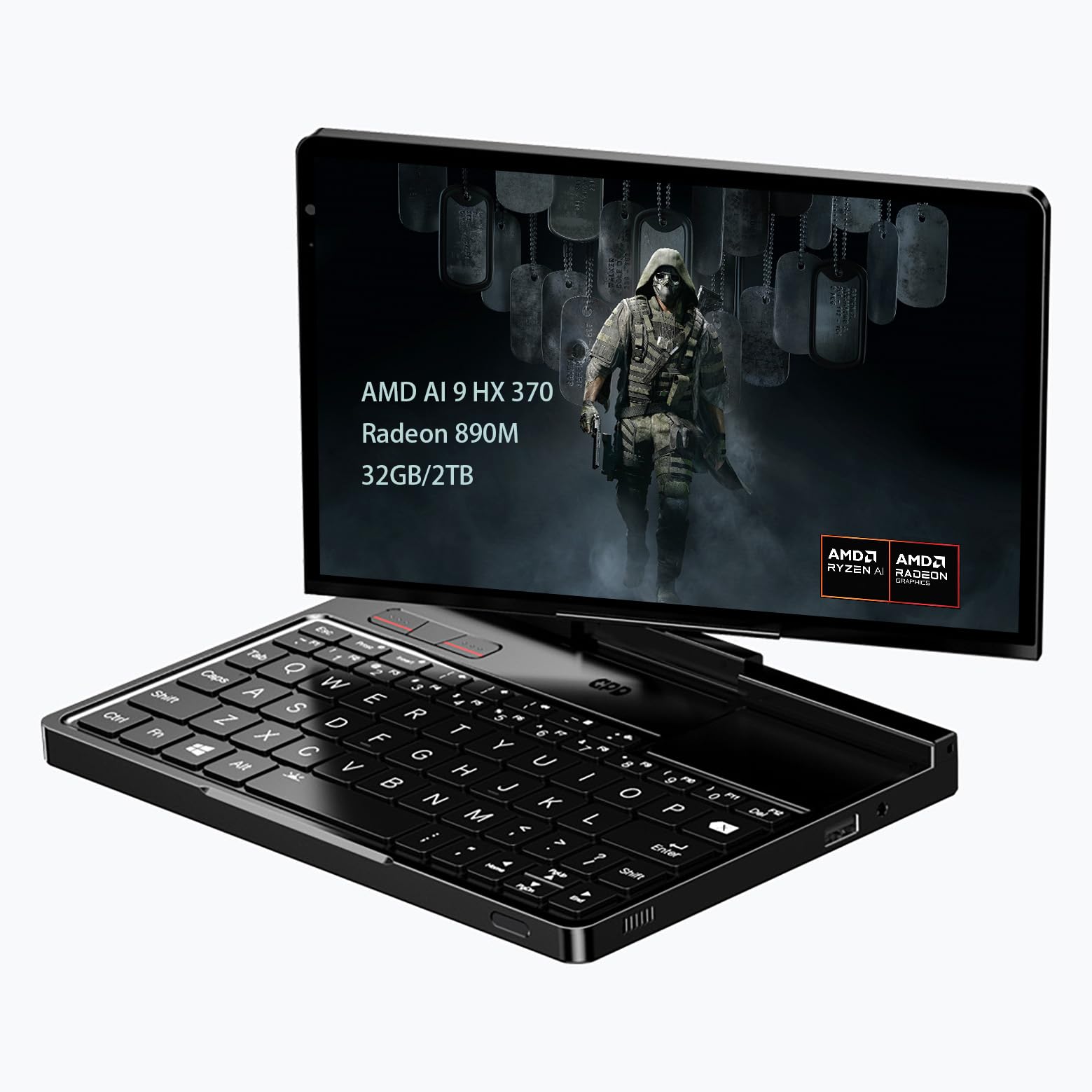 کیف پولی 4 مینی لپ تاپ 8.8 اینچ صفحه لمسی پوسته آلومینیومی UMPC وین 11 خانه سیستم عامل AMD Ryzen AI 9 HX 370 32 گیگابایت/2 ترابایت (مشکی عنبری)