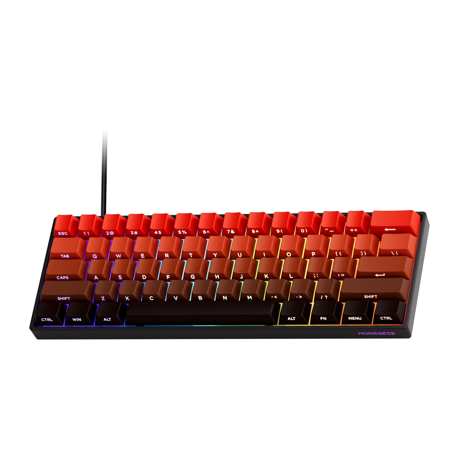 MONSGEEK FUN60 Pro Rapid Trigger Gaming Keyboard 8k SP Magnetic Switch صفحه کلید بازی اصطلاحی با کلید مغناطیسی HE، سیمی 60% براق از نوع Shine-Through (Glare Magnetic Switch) ABS Case SP-Blaze Gradient