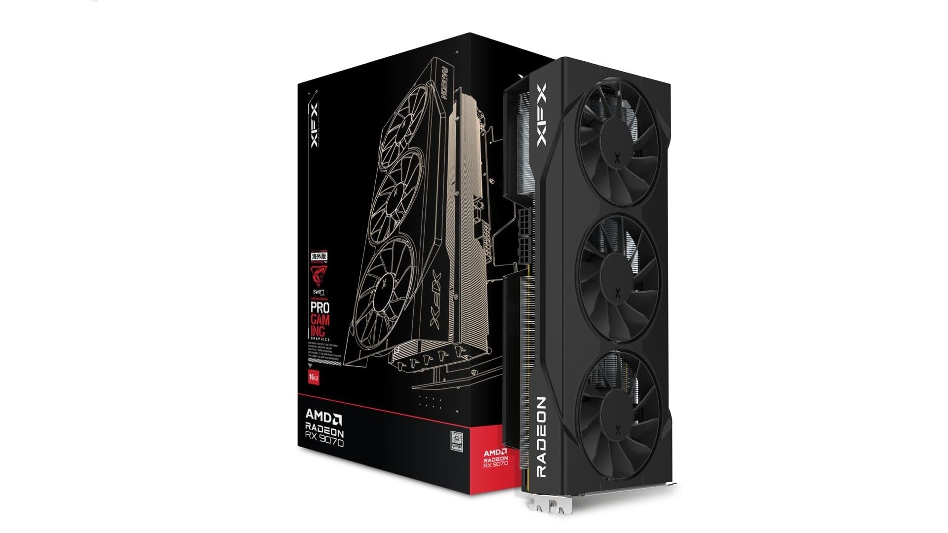 کارت گرافیک XFX Swift AMD Radeon RX 9070 OC Triple Fan 90mm نسخه بازی با 16 گیگابایت GDDR6 HDMI 3xDP، AMD RDNA™ 4 (RX-97SWFT3BA)