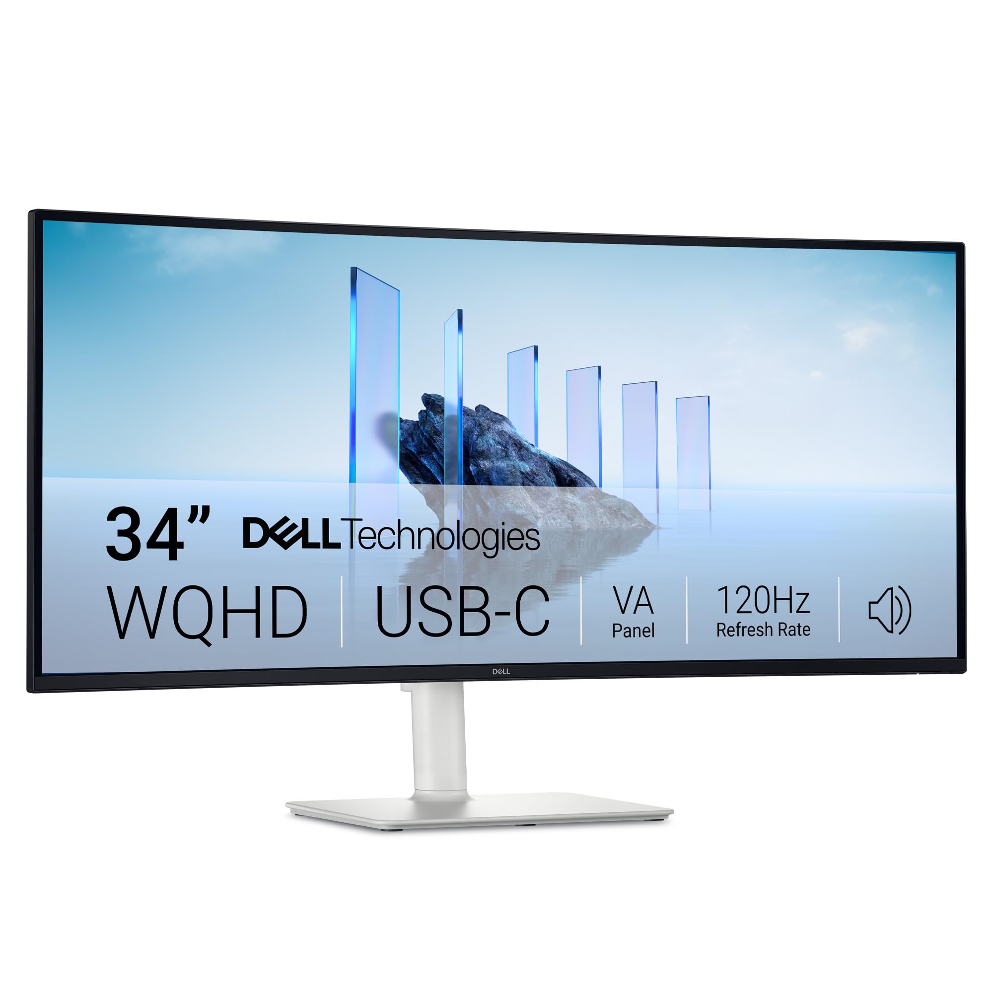 مانیتور منحنی Dell 34 Plus USB-C - S3425DW - اندازه 34 اینچ (3440 x 1440) تا 120 هرتز، نمایش 21:9، پنل VA، AMD FreeSync Premium، 99٪ sRGB، 95٪ DCI-P3، بلندگوهای یکپارچه، نسبت کنتراست 3000:1 - 34 اینچ S3425DW USB-C