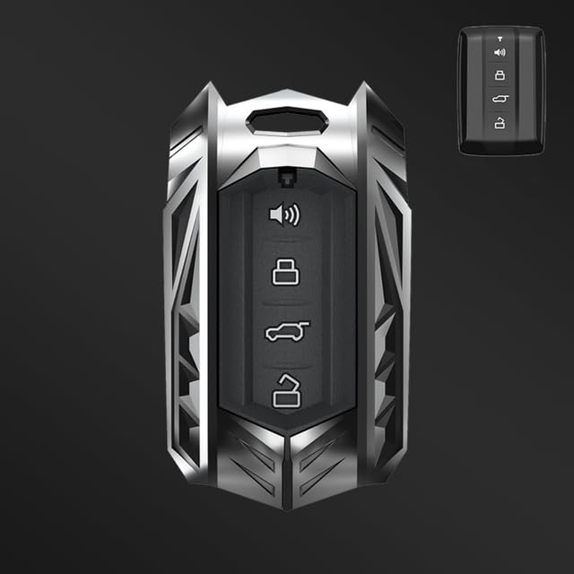 کیف ریموت کلید خودرو از جنس آلیاژ KEYAUTO - محافظ نگهدارنده کیف ریموت کلید برای خودروی برند Great Wall GWM WEY TANK 300 500 Tank300 Tank500 لوازم جانبی کیفچه کلید (نقره ای)