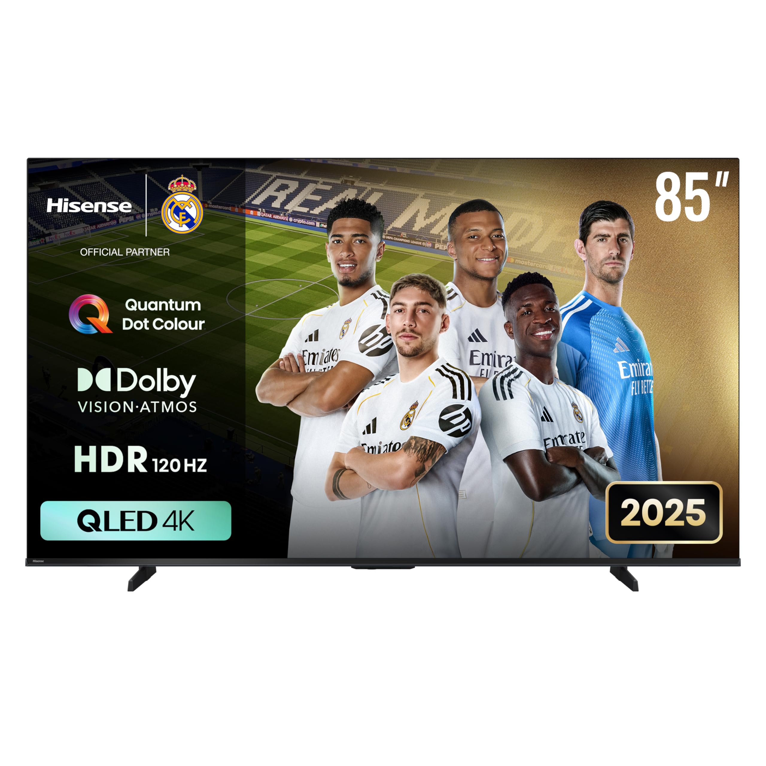 تلویزیون هوشمند 85 اینچی هایسنس E7Q با تکنولوژی نمایش Quantum Dot، تصویر با هوش مصنوعی، Dolby Vision، Dolby Atmos، امکان به اشتراک گذاری با تلویزیون، کنترل صوتی، حالت فیلمساز، یوتیوب، نتفلیکس، دیزنی پلاس 85E7Q (نسخه 2025 امارات متحده)