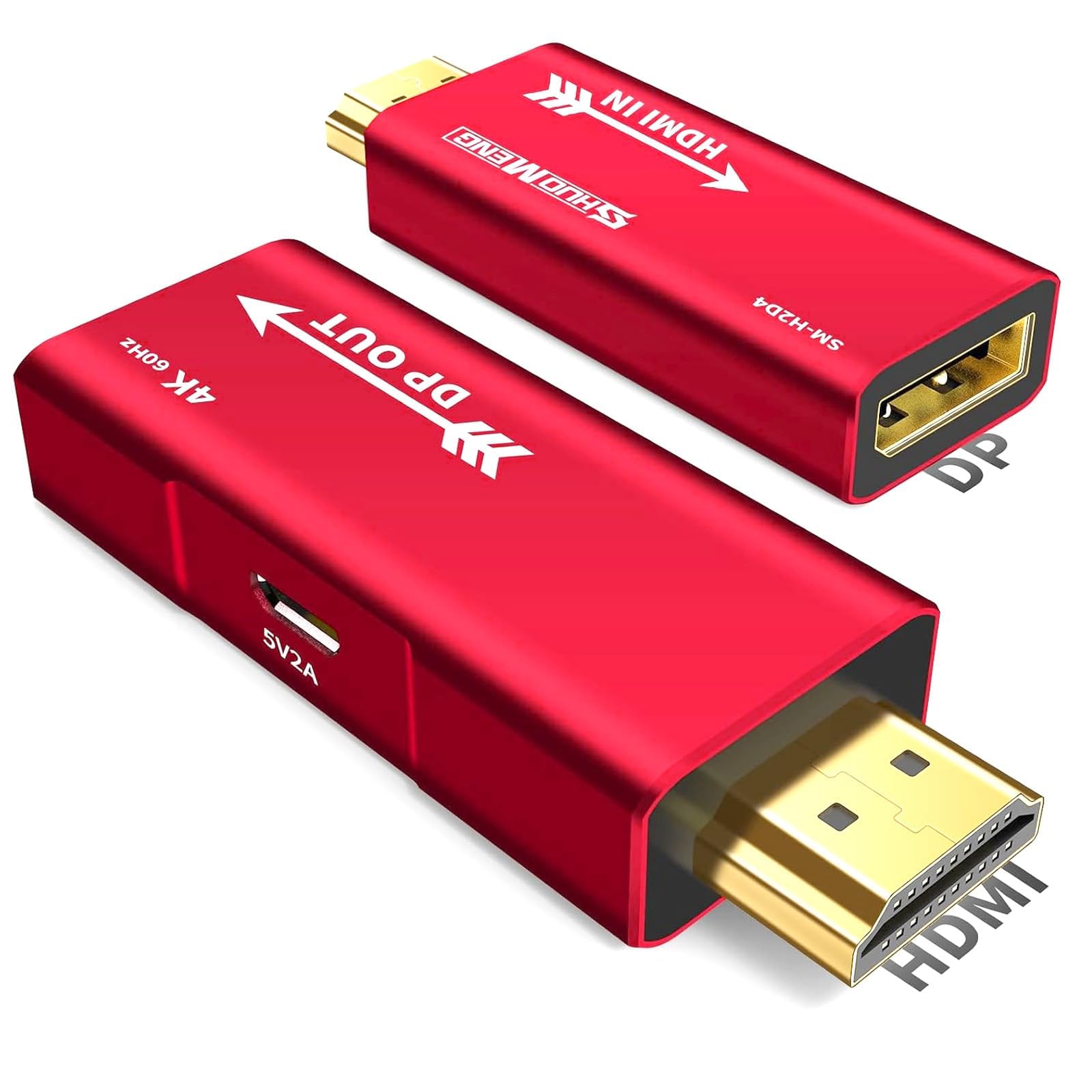 آداپتور HDMI به DisplayPort، 4K@60Hz، 1080p@120Hz، تبدیل HDMI به DP، نر به ماده، سازگار با کامپیوتر، GPU، لپتاپ، AMD، NVIDIA، PS5، Xbox، کارت گرافیک، محفظه آلومینیوم (1 بسته)