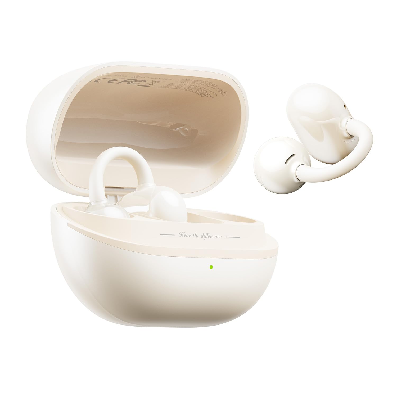 هدفون های گوش گشایی SOUNDPEATS POP Clip Open، نسخه بلوتوث 5.4، هدفون های کلیپی، راحتی سبک، لغو صدای تماس با هوش مصنوعی با دو اتصال، هدفون های بی‌سیم صوتی غومگیر، 30 ساعت پخش، مقاومت در برابر آب IPX5، کنترل از طریق اپلیکیشن به رنگ بژ