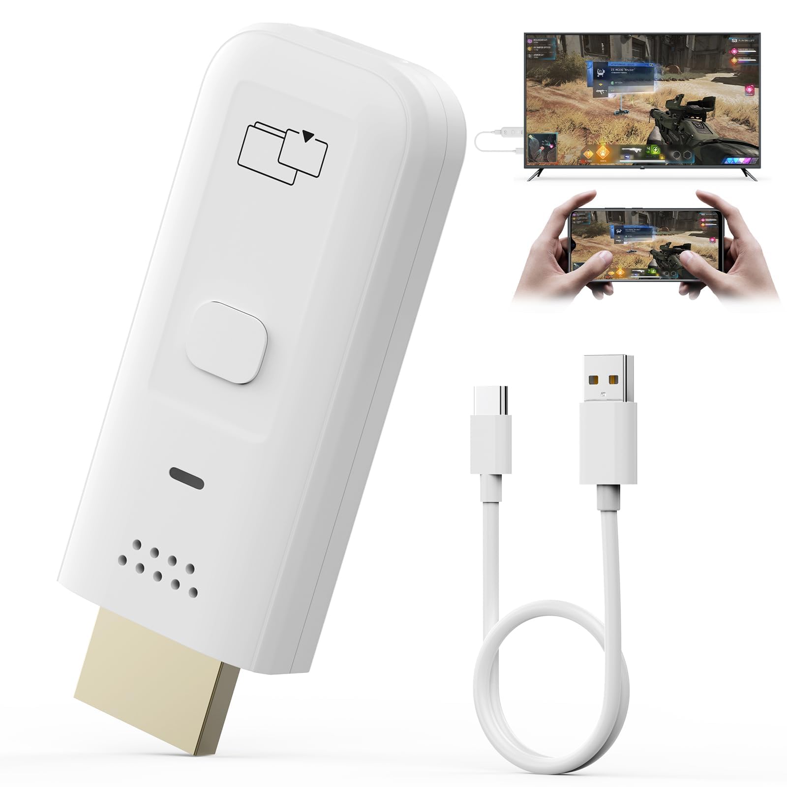 آداپتور دانگل نمایش بی‌سیم HDMI 1080P ، گسترش دهنده تصویر برای iOS/Android/Windows/Mac به تلویزیون/مانیتور/پروژکتور، آداپتور بی‌سیم HDMI 5G پشتیبانی می‌کند از AirPlay/Miracast/DLNA