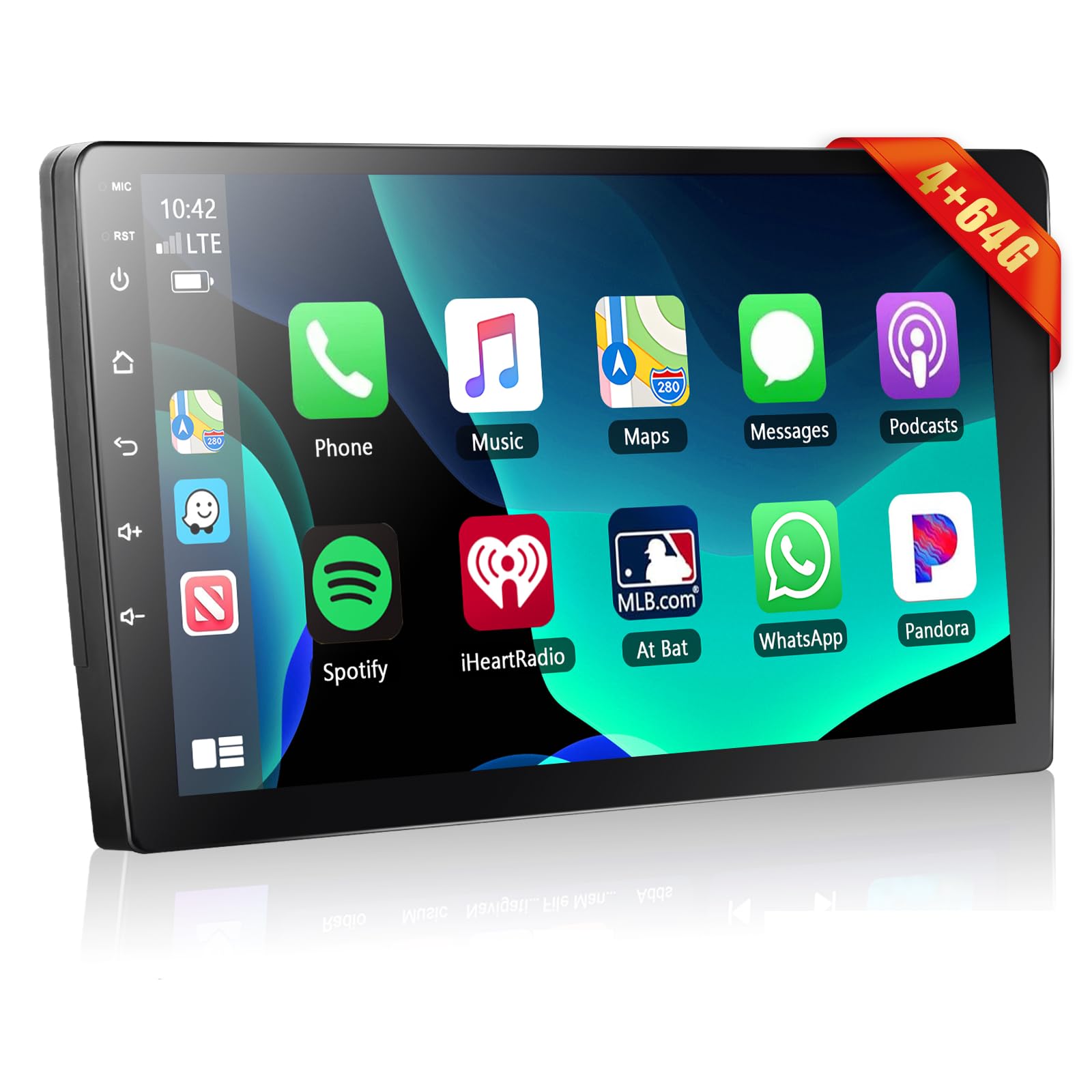 رادیو خودرو [4+64G] با A-pple Carplay / اندروید اتومبیل، صفحه نمایش 9 اینچی 2 دین اندروید 13 رادیو خودرو لمسی با GPS / بلوتوث / SWC / FM / RDS / WiFi / USB + میکروفون