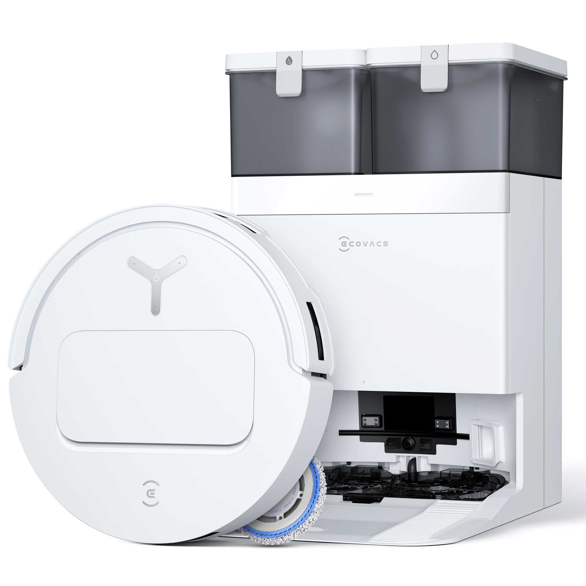 مکنده ربات و ماپ ECOVACS DEEBOT T50 PRO Omni، 3.19 اینچ فوق العاده نازک، مکش 15،000 پاسکال، ZeroTangle 2.0، تمیزکننده لبه TruEdge، جلوگیری از موانع AIVI 3D، خودکار شوینده و خشک‌کننده ماپ، خودخالی‌کن، سفید T50 PRO سفید-امریکا