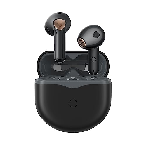 گوشی‌های بی‌سیم SoundPEATS Air4 با کنسل‌گویی فعال تطبیقی صدا، هدفون بلوتوث 5.3، Qualcomm QCC3071 aptX بی‌ضیاع، 6 میکروفن برای تماس‌های هوش مصنوعی‌بخش، باتری 26 ساعته، کنترل از طریق برنامه، رنگ مشکی