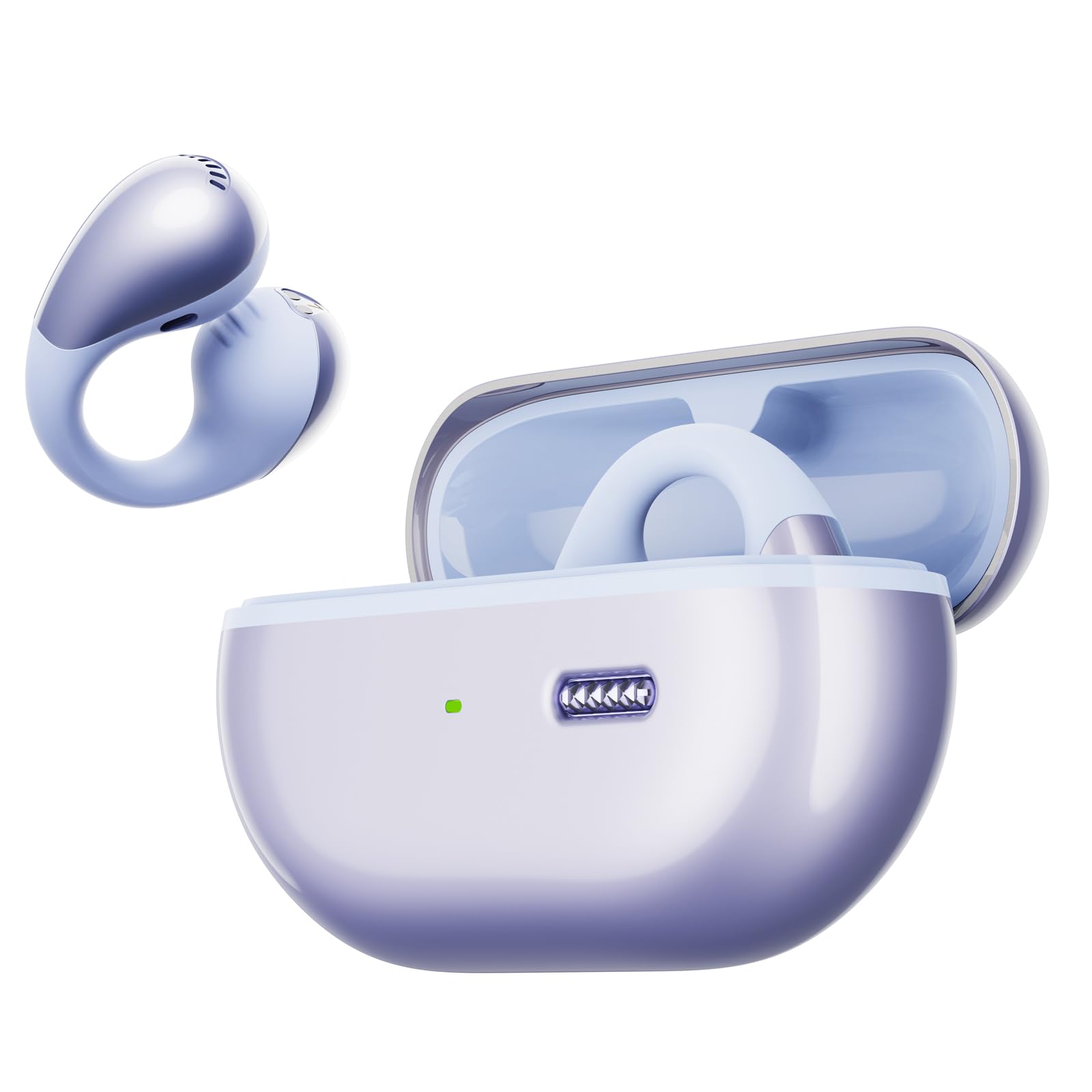 هدفون‌های بی‌سیم SoundPEATS PearlClip Pro Open-Ear با LDAC و صدای با کیفیت بالا، بلوتوث 6.0 Clip On، ضدآب IPX5، دارای 24 ساعت پخش مداوم، کنترل از طریق اپلیکیشن برای دویدن/دوچرخه‌سواری/تناسب اندام - رنگ بنفش