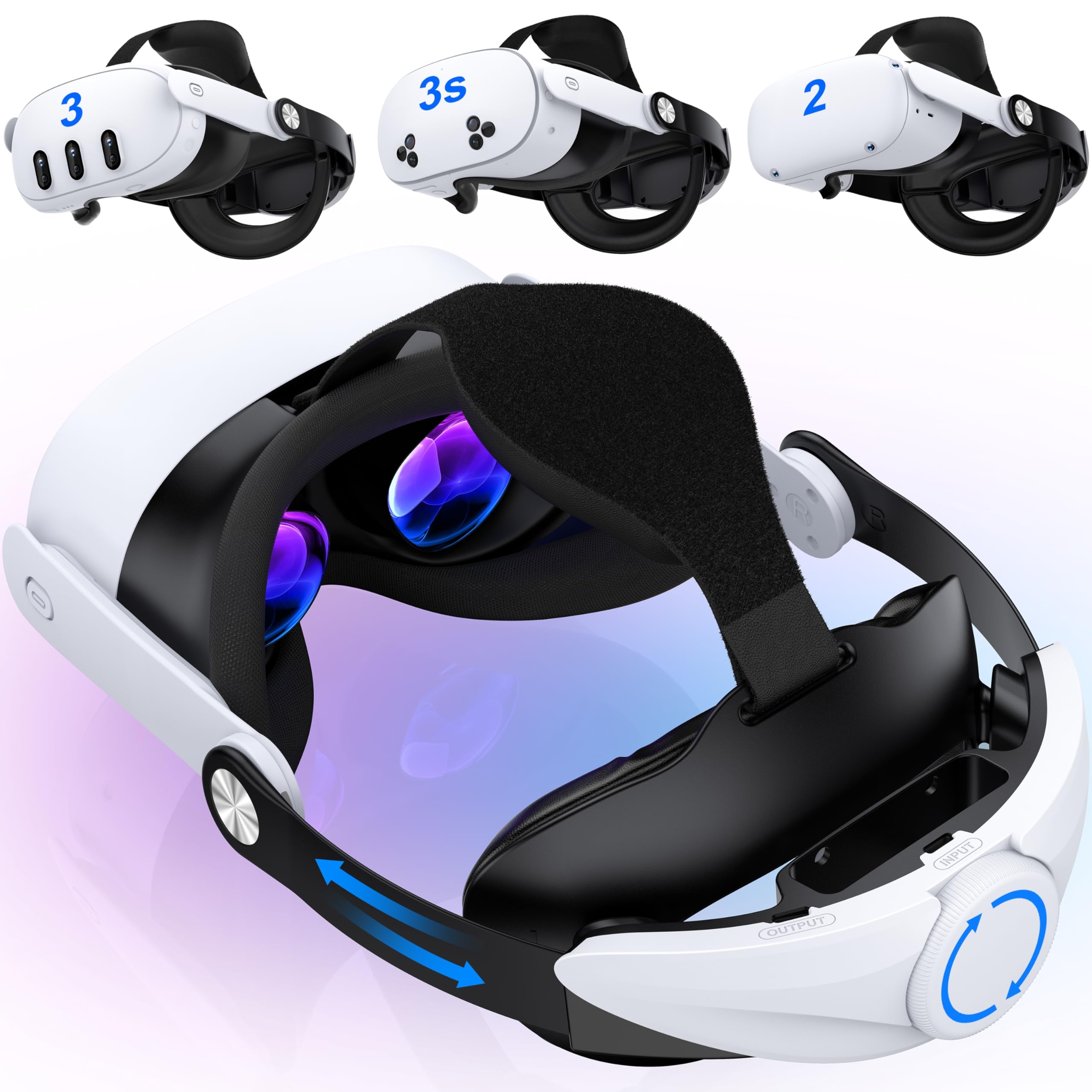 نیم بند سری VR سازگار با Quest 3S/Quest 3/Quest 2، بند سر قابل تنظیم برای Elite Strap، بند سر سبک وزن برای کمک به پشتیبانی و راحتی و کاهش فشار در هدست VR