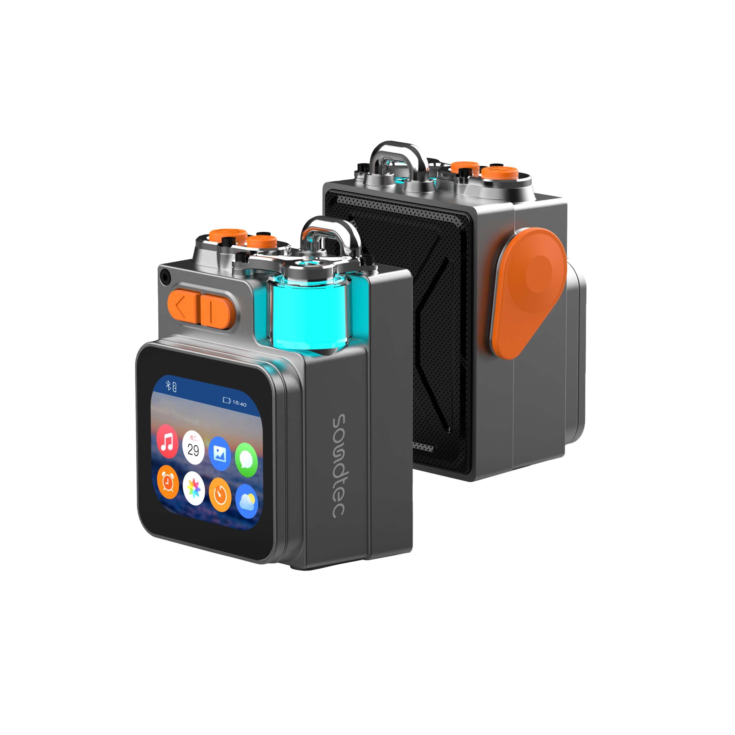 اسپیکر و دایلر Porodo Soundtec Pocket Elite، بلوتوث 5.4، باطری 1200 میلی آمپر ساعت، زمان پخش 4-6 ساعت، قدرت 5 وات، نمایشگر لمسی، ذخیره سازی قابل افزایش، اسپیکر قابل حمل و شیک - مشکی