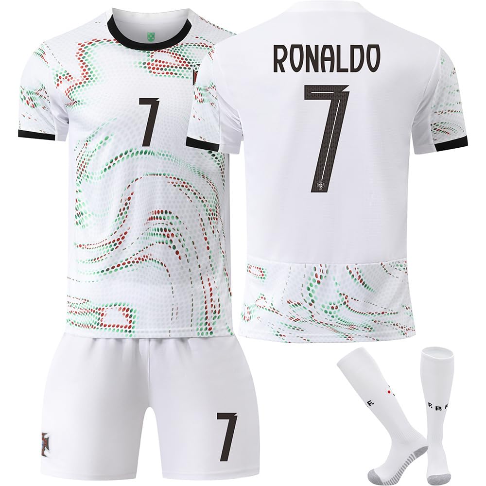 پیراهن فوتبال کودکان پرتغال 2025-26 کت CR7 لجند رونالدو دستی فوتبال.