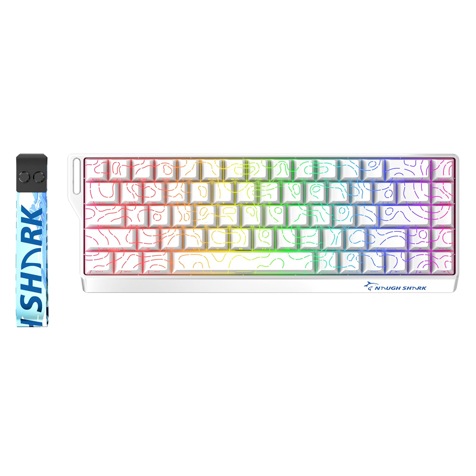 صفحه کلید باسیم بازی GK GAMAKAY x NaughShark NS68 Rapid Trigger Wired ، صفحه کلید بازی مکانیکال هال افکت 65٪ ، نرخ نظرسنجی 8KHz 0.01 میلی متر RT ، Snap Tap ، سوئیچ مغناطیسی Outemu Peach Crystal (چاپ شده از طرف سفید) White-PBT Cherry Side Printed keycaps Wired