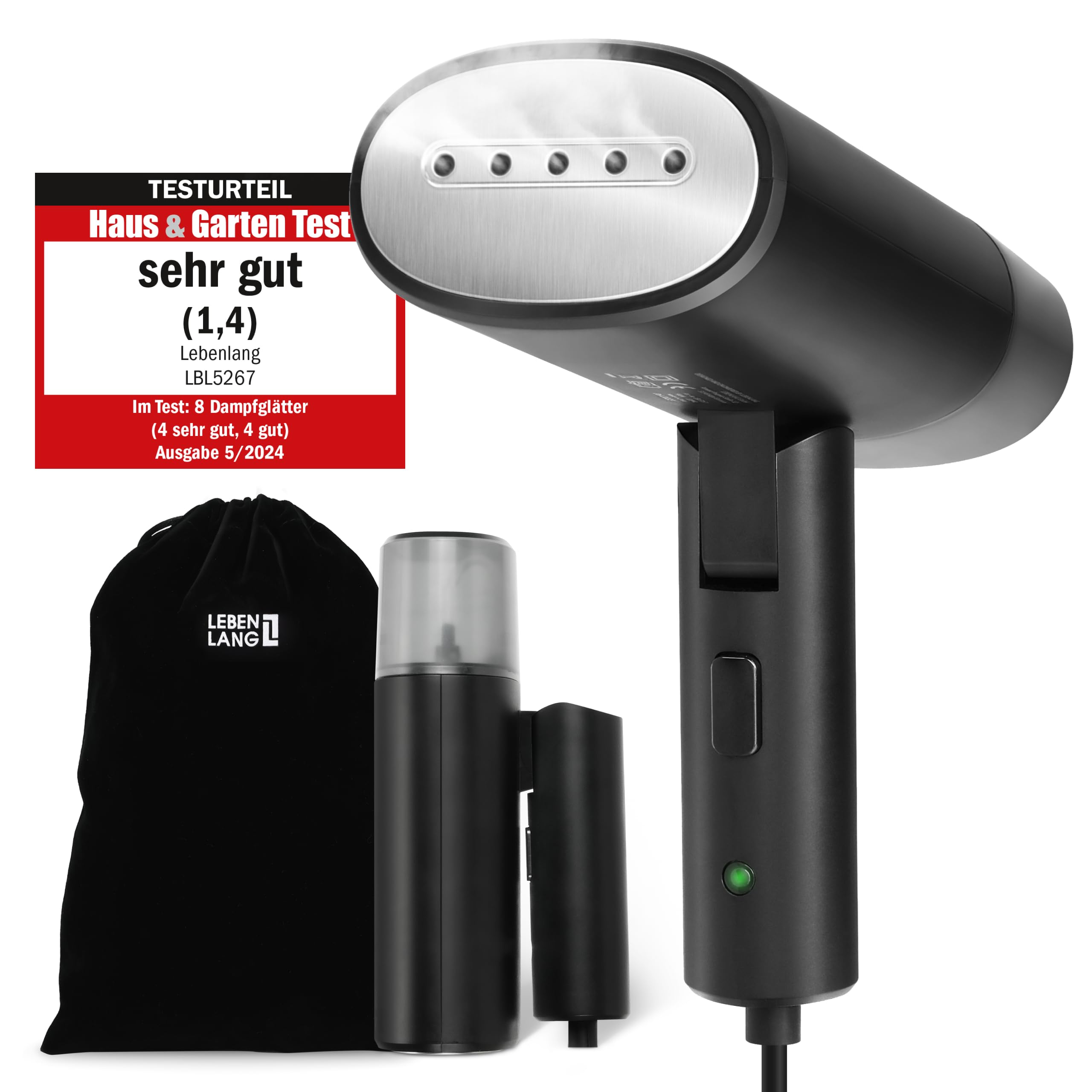 LEBENLANG Steamer Travel Steamer - Compact Foldable & Includes Travel Set منبع بخار - بخار پوست کوتاه - قابل حمل و شامل مجموعه سفر من - بخار آهن بخار قابل حمل برای اصلاح بخار در تعطیلات من - بخار آهن دستی برای بخار کردن سفر دستی بخار کردن مینی دستگاه های بخار کردن سیاه