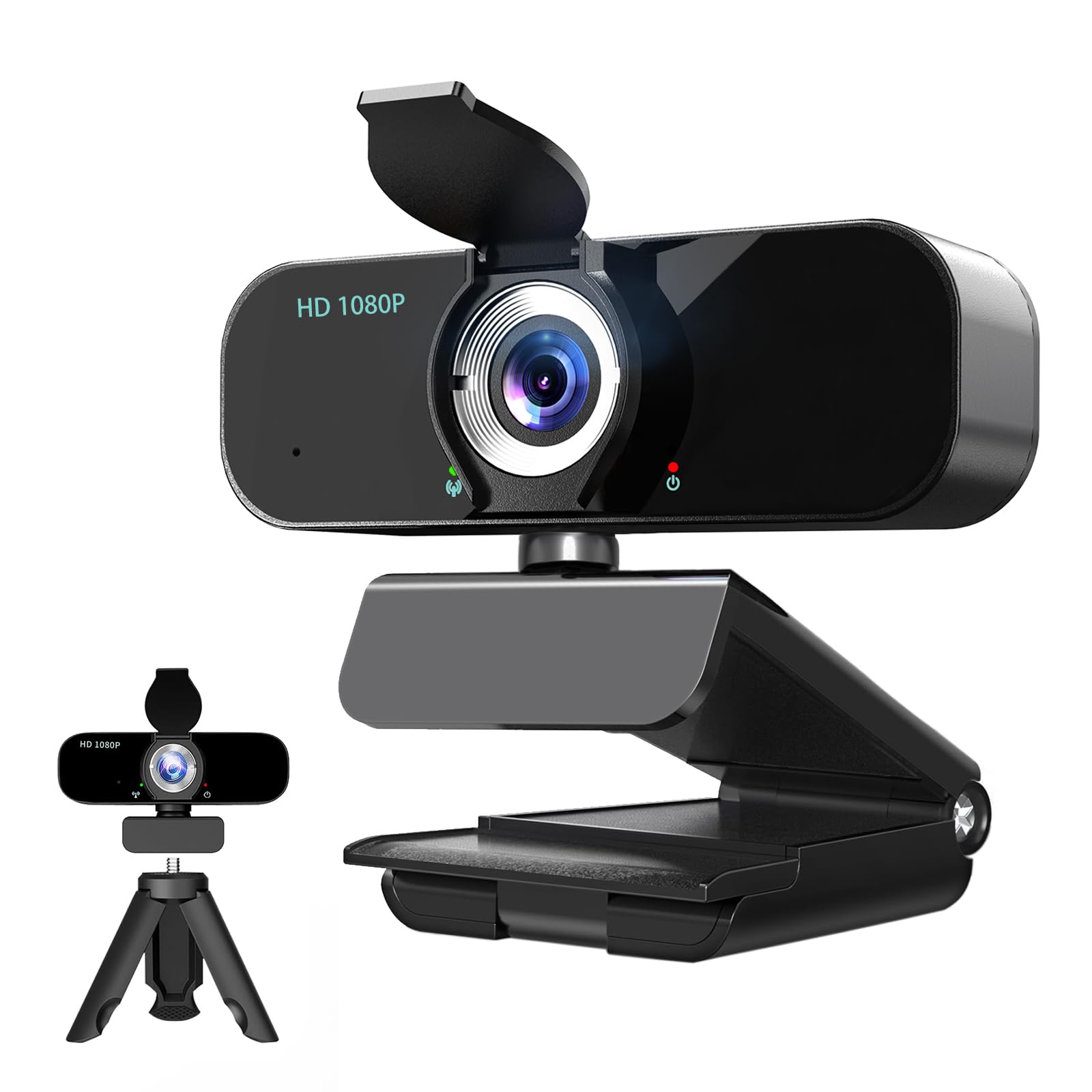 وب‌کم برای کامپیوتر، وب‌کم کامپیوتر Full HD 1080p با میکروفن لغو‌صدا، استند، پوشش حریم خصوصی، فوکوس خودکار/تصحیح نور کم/فیلتر زیبایی، دوربین وب USB برای استریمینگ/جلسه/ویدیو آنلاین/زوم