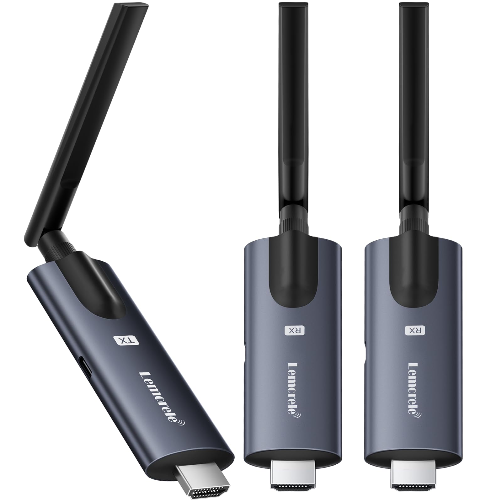 فرستنده وایرلس HDMI و 2 گیرنده لمورل، پشتیبانی از دریافت بی‌سیم اپلیکیشن TuTuPlay 2.4/5 گیگاهرتز 656 فوت 1080P HD، برای استریم ویدیو و صدا به تلویزیون‌های هوشمند/پروژکتور/تبلت/موبایل از لپ‌تاپ/تی‌وی‌باکس/بلوری TX+2RX