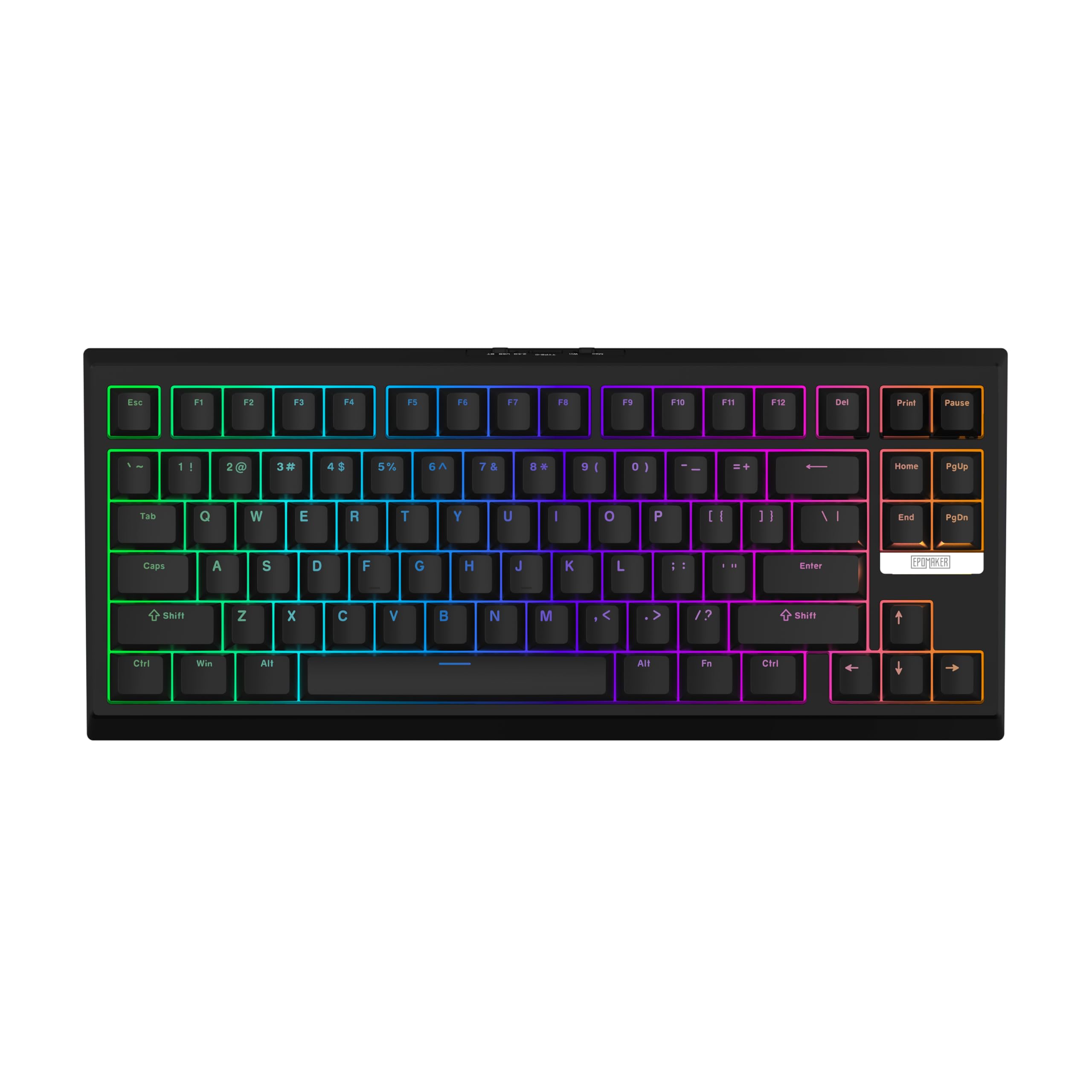 صفحه کلید مکانیکی بازی EPOMAKER G84 RGB 80٪، بافت وایرلس 2.4 گیگاهرتز / تایپ-سی / بلوتوث، قابل برنامه‌ریزی QMK/VIA، قابل تعویض حرارتی، NKRO، با کلید‌های PBT شفاف برای گیمرها (مشکی، سوییچ شفاف) مشکی سوییچ شفاف