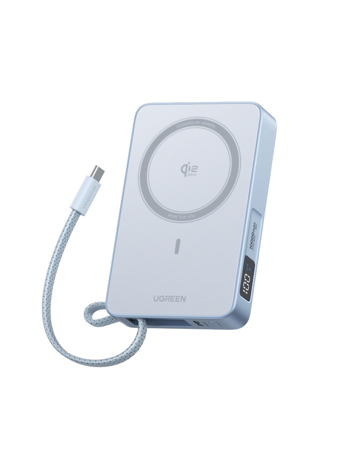 مبدل توان UGREEN 2025 MagFlow Qi2 جدید 25 وات 10000 میلی آمپر برای آیفون ۱۷، پاور بانک MagSafe، با کابل USB-C 30 وات داخلی، شارژ بی‌سیم فوق العاده سریع 25 وات با قابلیت اتصال مغناطیسی، شارژر قابل حمل سازگار با آیفون ۱۷ پرو مکس / ۱۶ / ۱۵