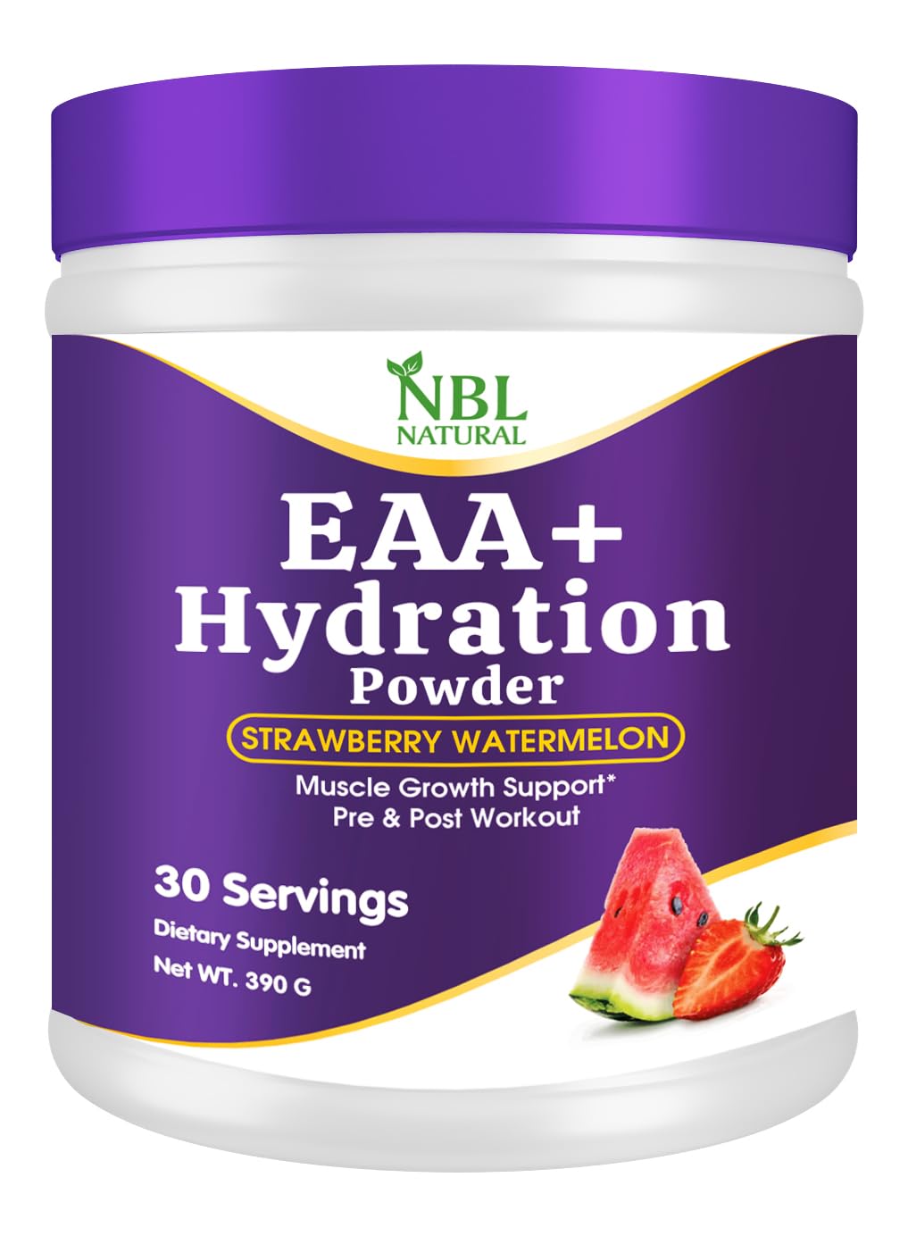 پودر NBL Natural EAA Hydration | پودر EAAs + BCAA | بازسازی عضلانی، قدرت، ساخت عضله، استقامت | 8 گرم اسید آمینه اسانسیل + الکترولیت | توت فرنگی و طالبی 30 پرداخت