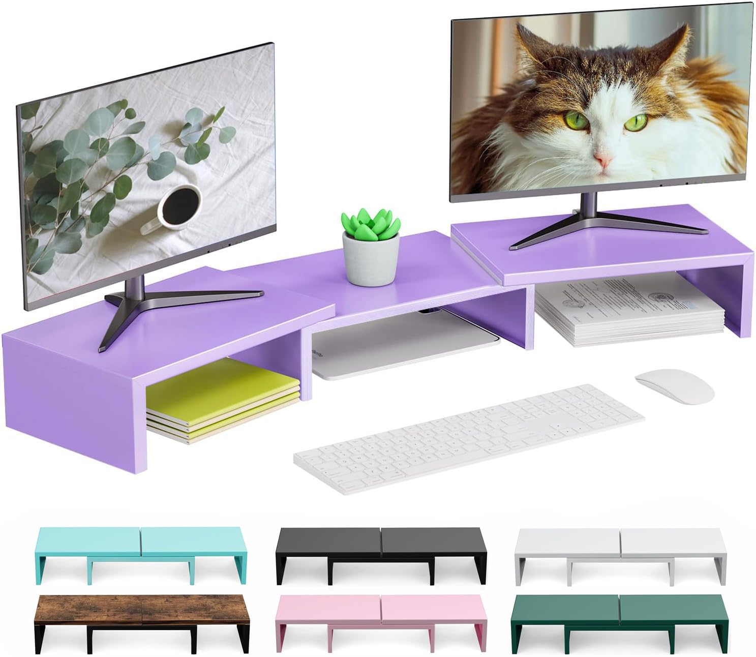 ویرایشگر دوگانه مانیتور OUTIOE برای میز، افزاینده مانیتور فلزی، لوازم دفتری اداری بنفش (بنفش)