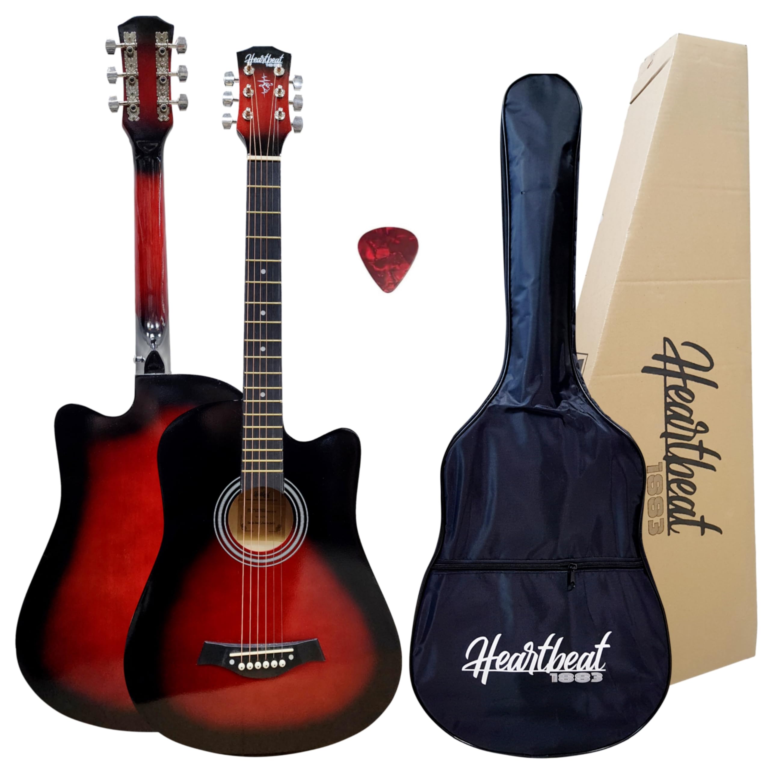 {
    "نام": "Heartbeat Acoustic Guitar",
    "طول": "38 اینچ با Cutaway",
    "جنس": "چوب سخت",
    "فرت": "پایین",
    "مناسب برای": "مبتدیان و دانشجویان آموزشی",
    "همراه با": "Gig Bag و Pick",
    "آماده برای استفاده": "بلندرقاب سرخش"
}