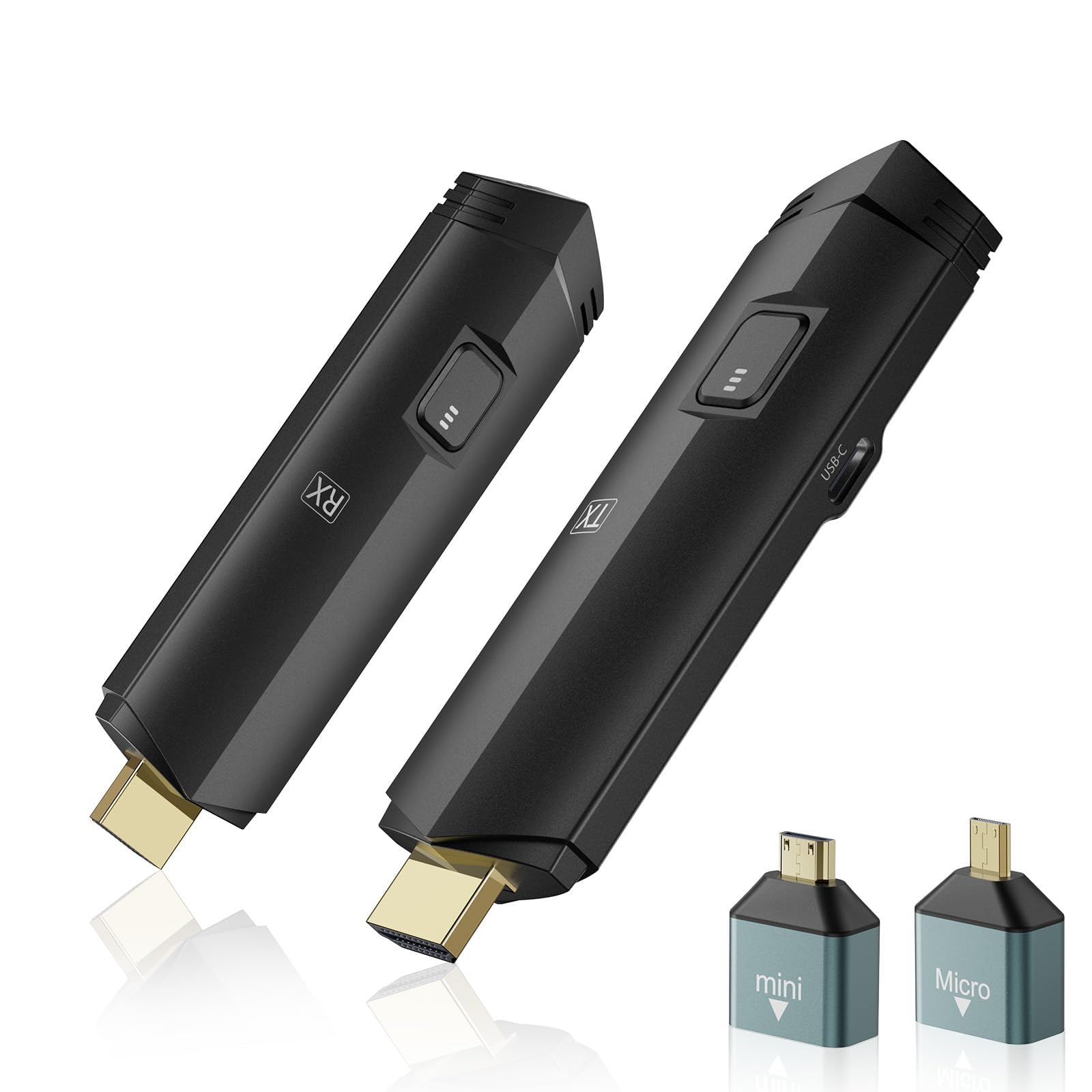 فرستنده و دریافت‌کننده بی‌سیم HDMI LCLALAY 4K، کیت تقویت کننده بی‌سیم HDMI قابل حمل با برد ۱۰۰ فوت، ۲.۴G/۵G پلاگ آند پلی، پخش از لپ‌تاپ/کامپیوتر شخصی/جعبه تلویزیون/دوربین به مانیتور/پروژکتور/تلویزیون هوشمند (مشکی)