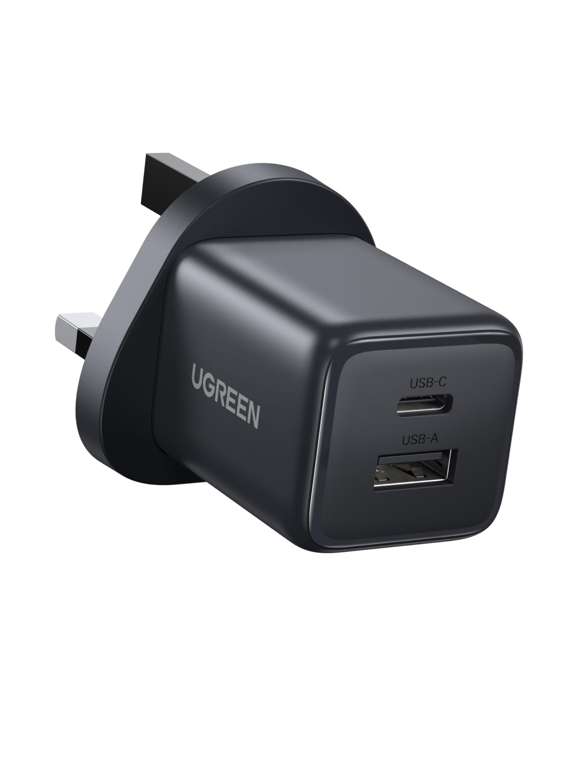 آداپتور شارژر UGREEN 20 وات آیفون 16 پرو، 2 پورت شارژر سریع GaN آیفون نوع C (1 پورت USB C + 1 پورت USB A)، 4 حفاظت ایمنی، 38٪ کوچکتر از اصلی، آداپتور USB C برای آیفون 15 پرو مکس، سامسونگ، آیپد