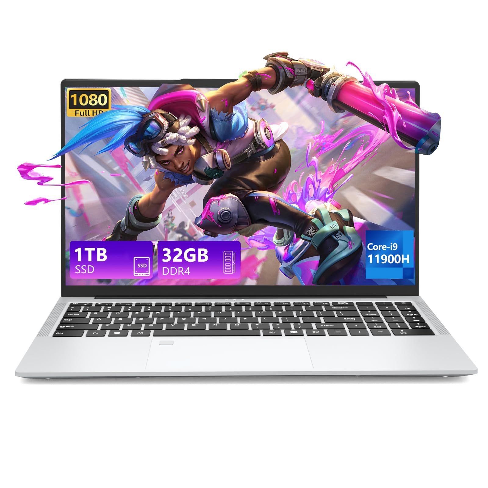 لپتاپ I9-11900H (بت کور i7-1185G7)، کامپیوتر لپتاپ 15.6 اینچ، لپتاپ های بازی، رم 32GB، حافظه داخلی 1TB SSD، نمایشگر FHD IPS، قابلیت باز کردن با اثر انگشت، صفحه کلید با نور پس زمینه، وای فای، RJ45، HDMI، لپتاپ های سنتی کامپیوتر 15.6 اینچی I9-32+1TB
