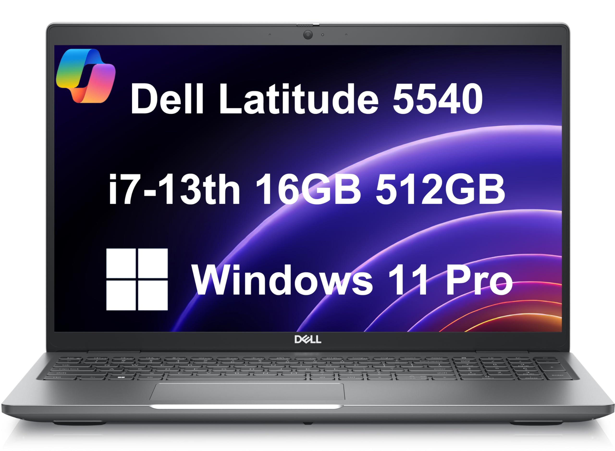 لپ تاپ تجاری دل Latitude 5540 (15.6 اینچ FHD ضد تابش, اینتل i7-1370P vPro 14 هسته‌ای, 16GB DDR5 RAM, 512GB SSD) با صفحه کلید پشت نورده, وب‌کم RGB 1080p, 2x Thunderbolt 4, اترنت, ویندوز 11 پرو با Copilot, رنگ خاکستری 16GB|512GB SSD