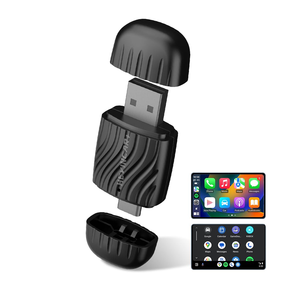 آداپتور بی‌سیم MINI برای CarPlay و Android Auto، قابلیت پلاگ اند پلی، بدون تاخیر، اتصال سریع، برای آیفون و گوشی‌های اندروید
