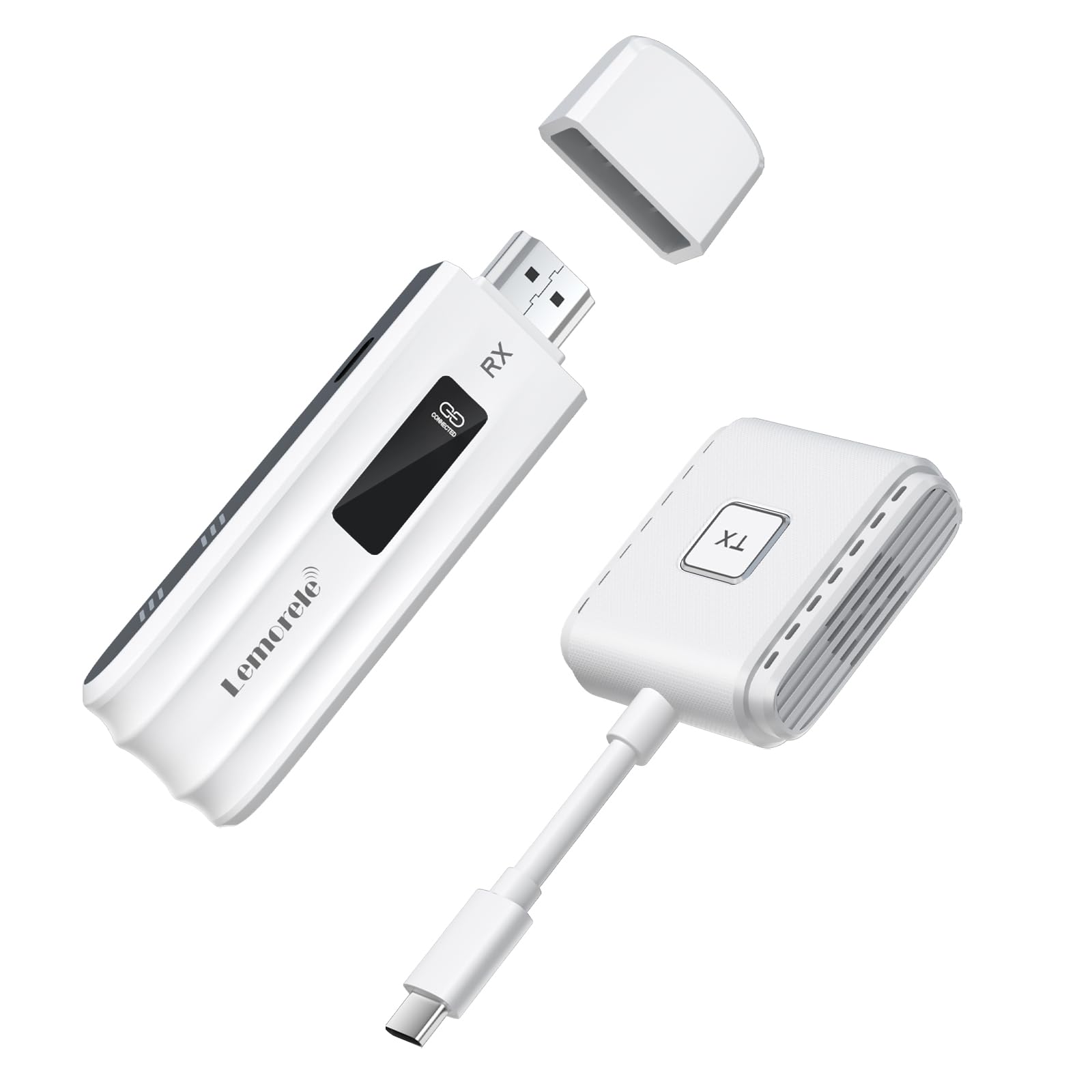 فرستنده و گیرنده بی‌سیم Lemorele HDMI با رزولوشن 1080P@60Hz و برد 164 فوت/50 متر Plug&Play USB-C به HDMI تقویت کننده بی‌سیم 2.4/5G انتقال تصویر و صدا سازگار با Netflix، Prime Video، Hulu و غیره P300(TX+USB-C RX)
