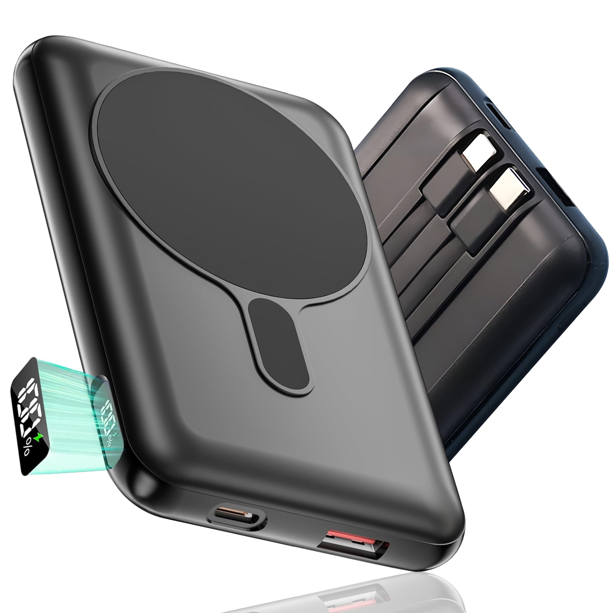 پاوربانک قابل حمل Ultra-Slim با ظرفیت 10000mAh - شارژ سریع پاوربانک با پورت‌های USB-C، USB-A، خروجی C داخلی - شارژر قابل حمل با نمایشگر LED برای سفر و فعالیت‌های خارج از منزل