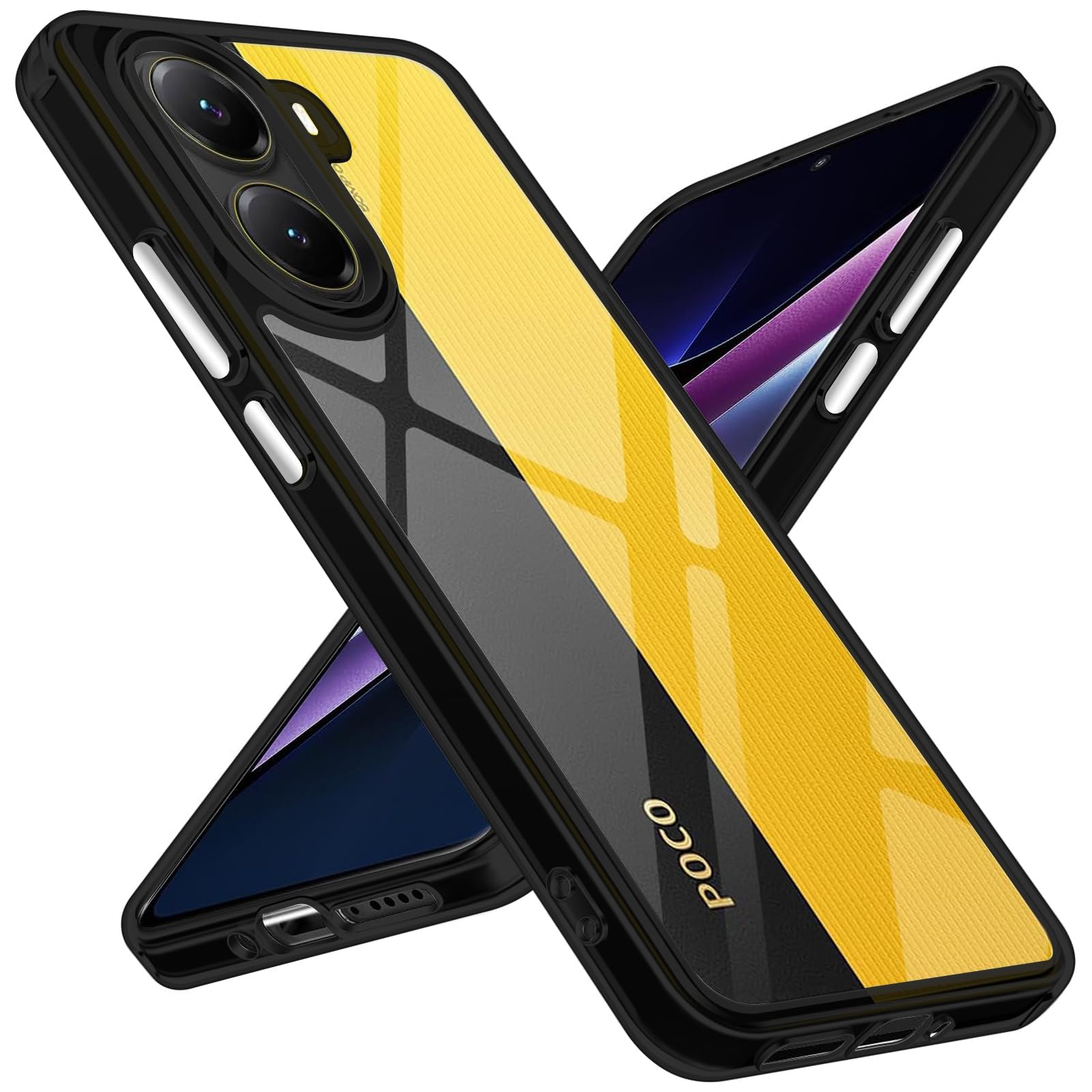 کیف شفاف هیبرید کریستالی T Tersely سازگار با شیائومی Poco X7 Pro - TPU + PC، ضد زرد شدن، کیف محافظ، کاور ضد ضربه (مشکی)