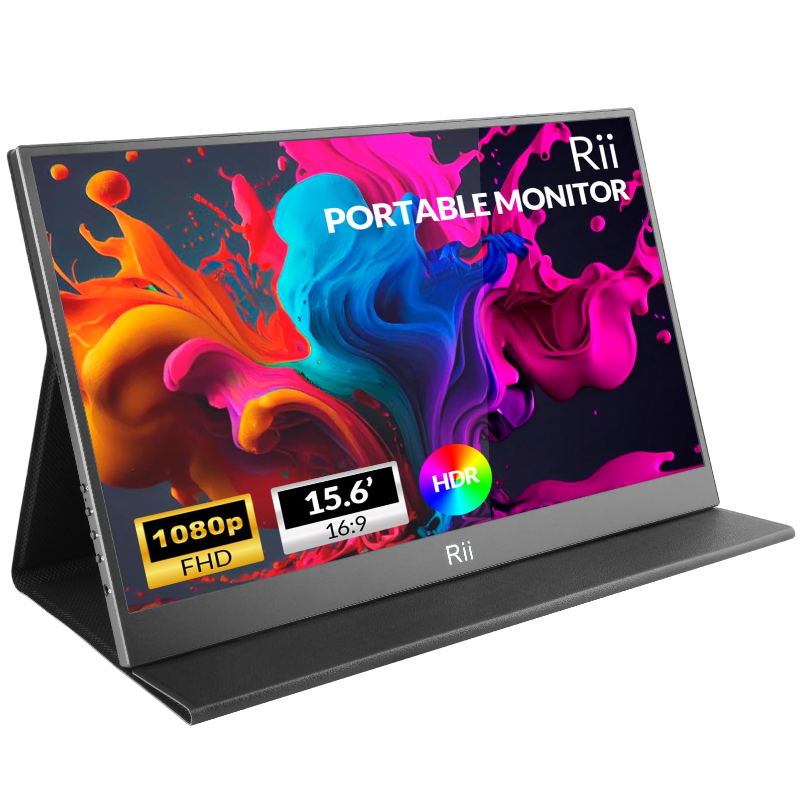 مانیتور قابل حمل Rii 15.6 اینچ 1080P USB-HDMI، دومین مانیتور خارجی قابل حمل، مانیتور کامپیوتری باریک و زیبا، نمایشگر IPS برای کامپیوتر، مک، تلفن، ایکس باکس، PS5