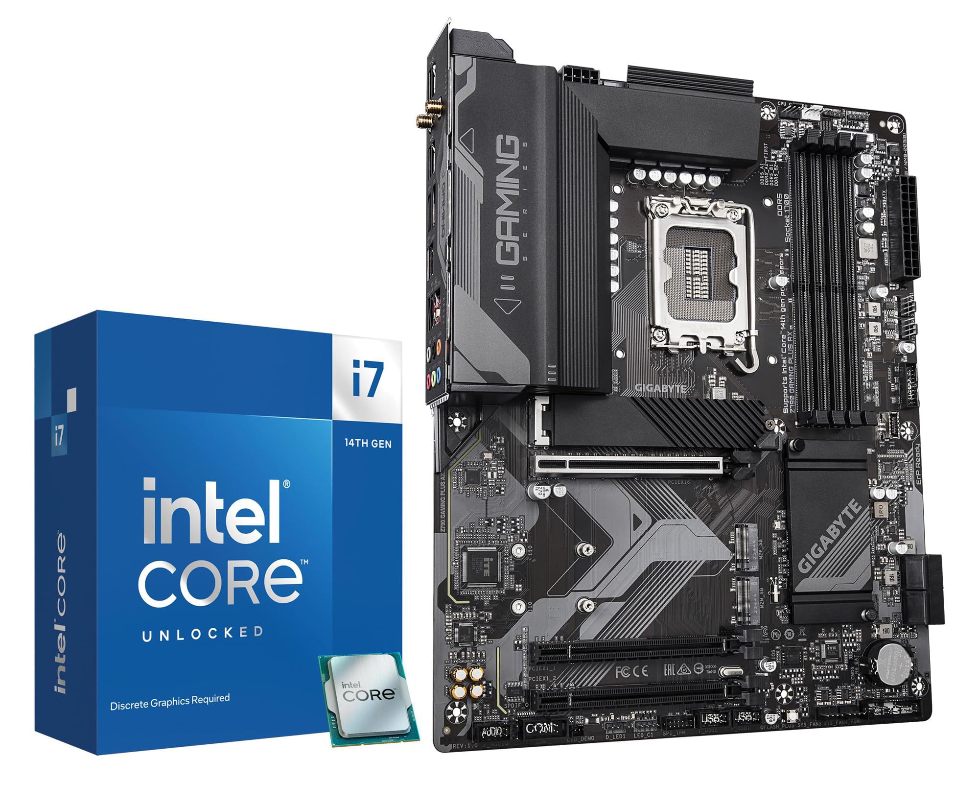 کامبو مادربورد و پردازنده میکروسنتر - پردازنده دسکتاپ بازی کور i7-14700KF با 20 هسته و مادربورد گیگابایت Z790 Gaming Plus AX DDR5 i7-14700KF+گیگابایت Z790 Gaming Plus AX