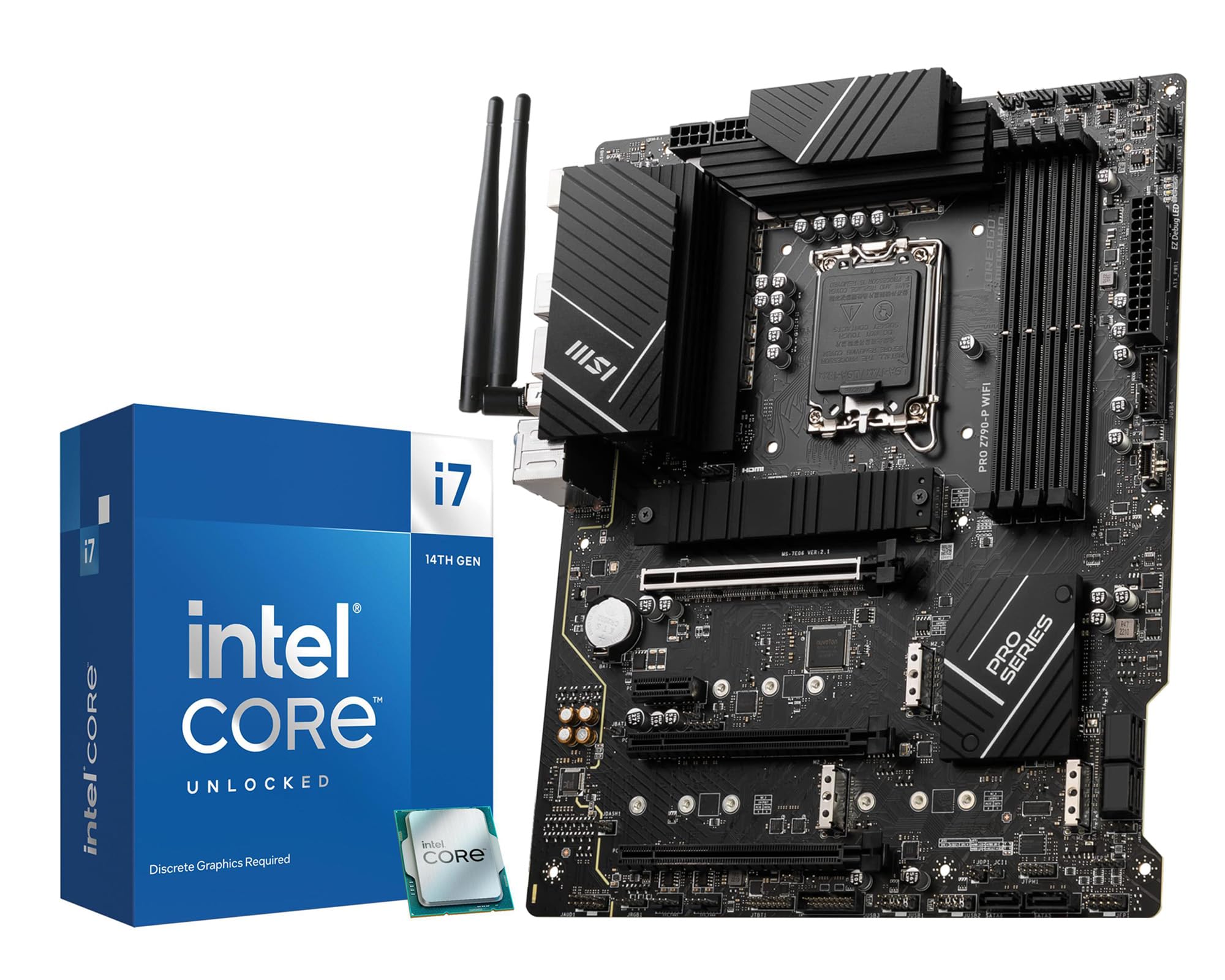 کامبو پردازنده CPU میکروسنتر - اینتل کور i7-14700KF با 20 هسته پردازنده دسکتاپ بازی و مادربرد بی‌سیم MSI PRO Z790-P