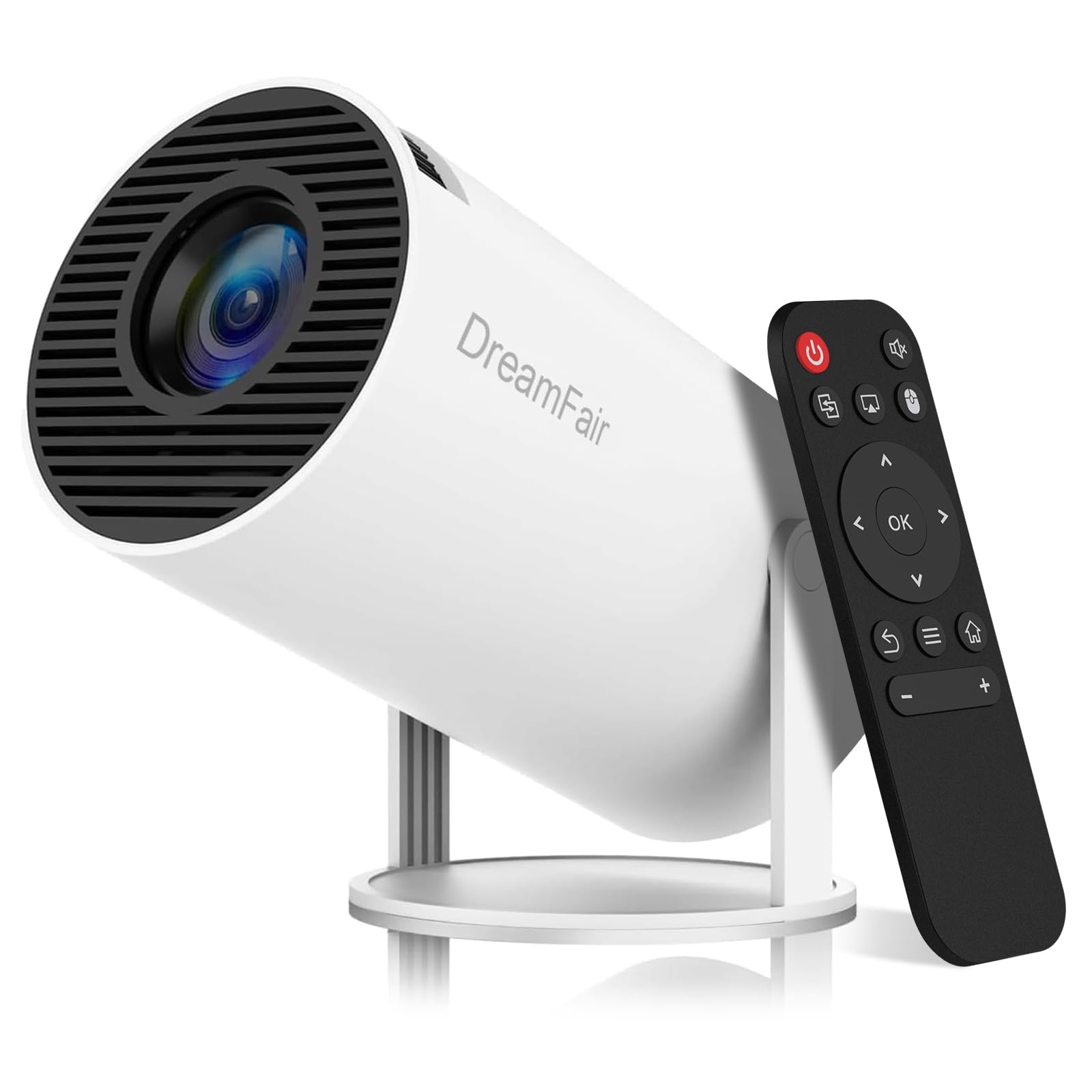 ویدئو پروژکتور حمل‌ونقلی با پشتیبانی از 4K 1080P با WIFI6 دو باندی 5G و بلوتوث 5.2، اندروید 11، 200 لومن ANSI، چرخش 180 درجه، اصلاح خودکار زاویه، پروژکتور ویدئویی صفحه 35"-130"