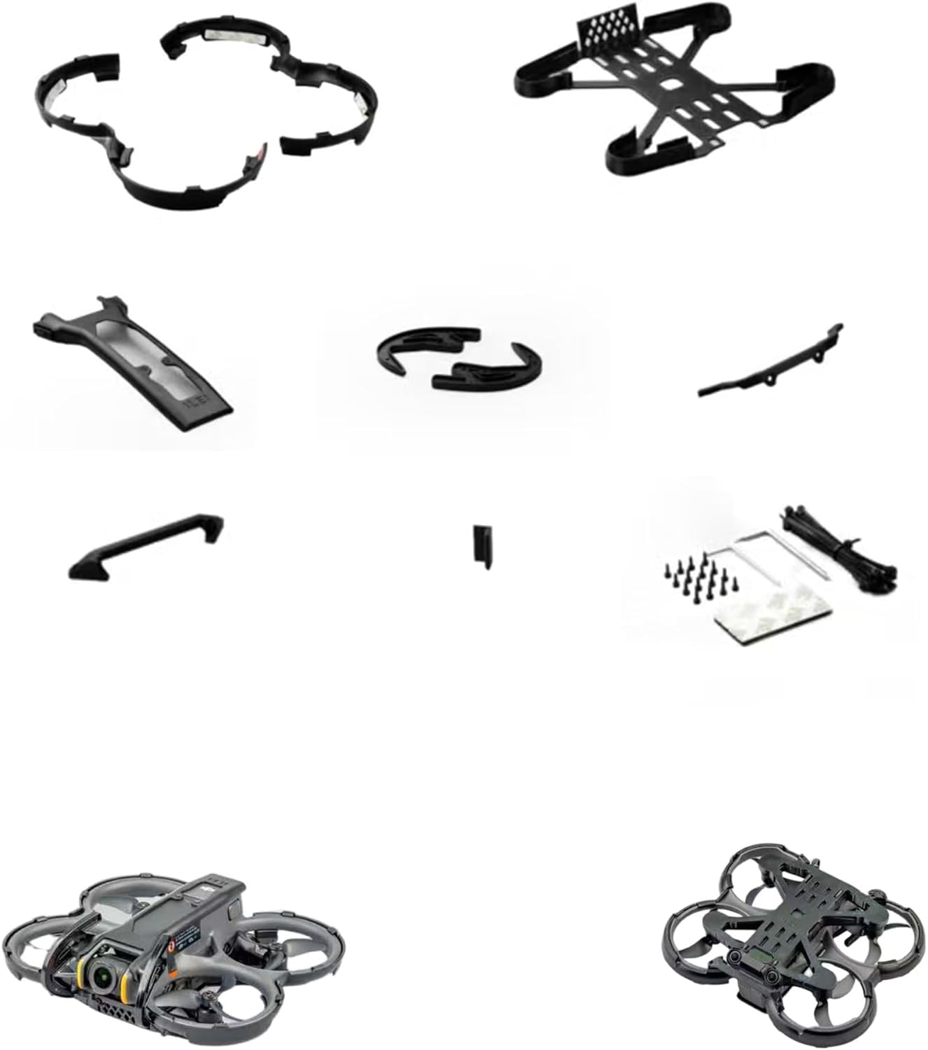 مجموعه حفاظتی ضد برخورد کامل برای ژیمبال Drone DJI Avata 2، پره‌های پروانه و زره پوشی شاسی، حفاظت کامل 360 درجه تقویت شده، دستگاه حفاظت زره‌پوش، گارد ژیمبال و دمبلور محافظ (مشکی)