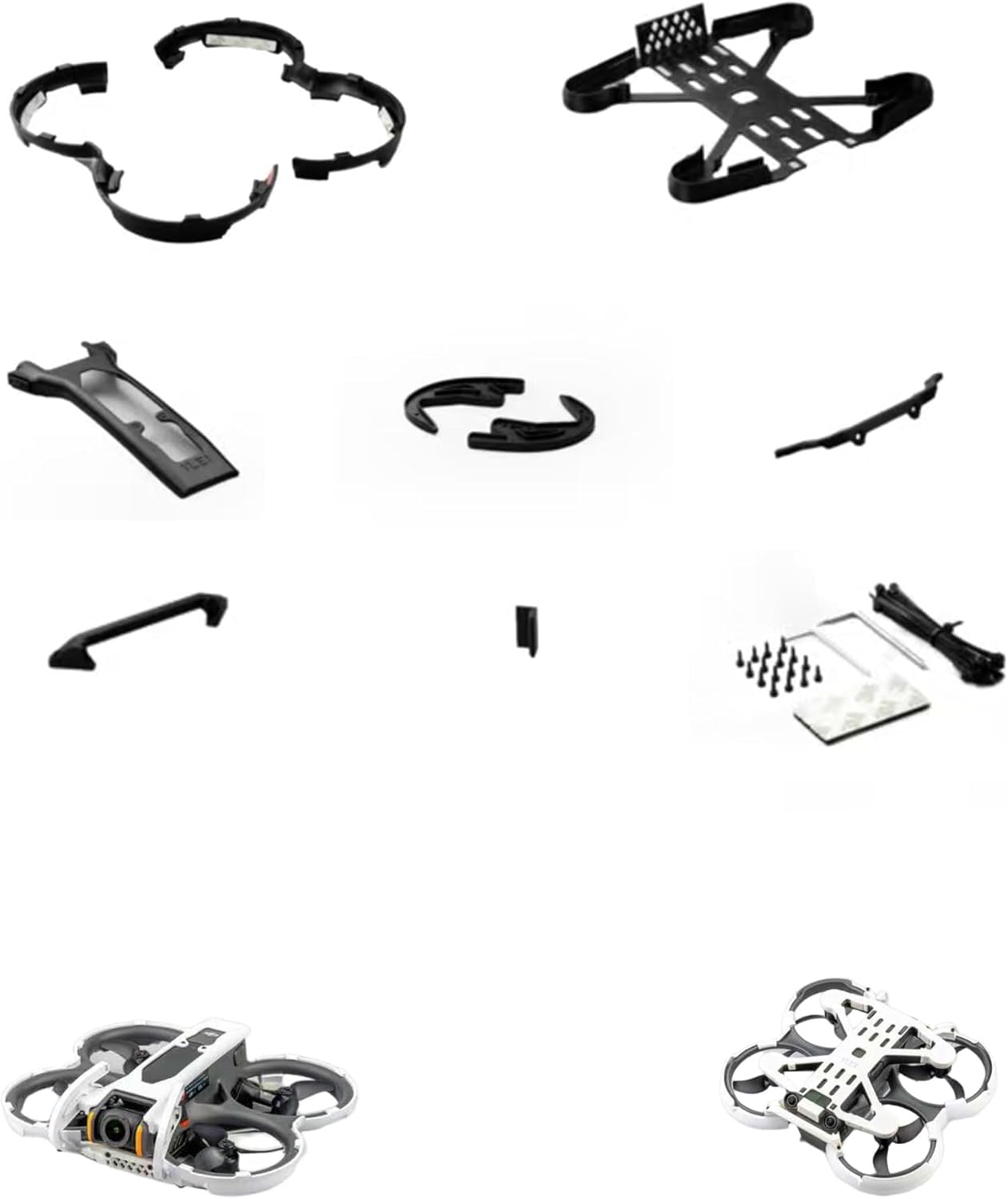 مجموعه محافظ ضد تصادف کامل برای ژیمبال دوربین مدل DJI Avata 2، پراپلرها و پوشش شاسی، محافظت کامل 360 درجه ای تقویت شده، دستگاه محافظت از آسیب ژیمبال و تیل (سفید)
