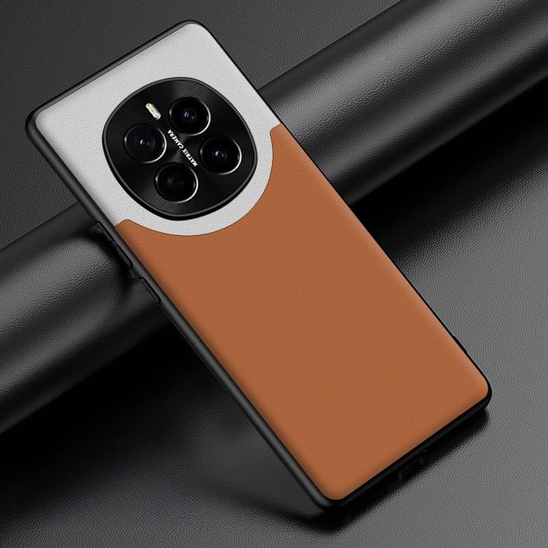 مورد برای Honor Magic 7 Pro، کاور چرمی PREMIUM با چهارچوب باریک TPU، درپوش لنز فلزی محافظ، کاور موبایل ضدضربه برای Honor Magic 7 Pro، درپوش نارنجی Honor Magic 7 Pro