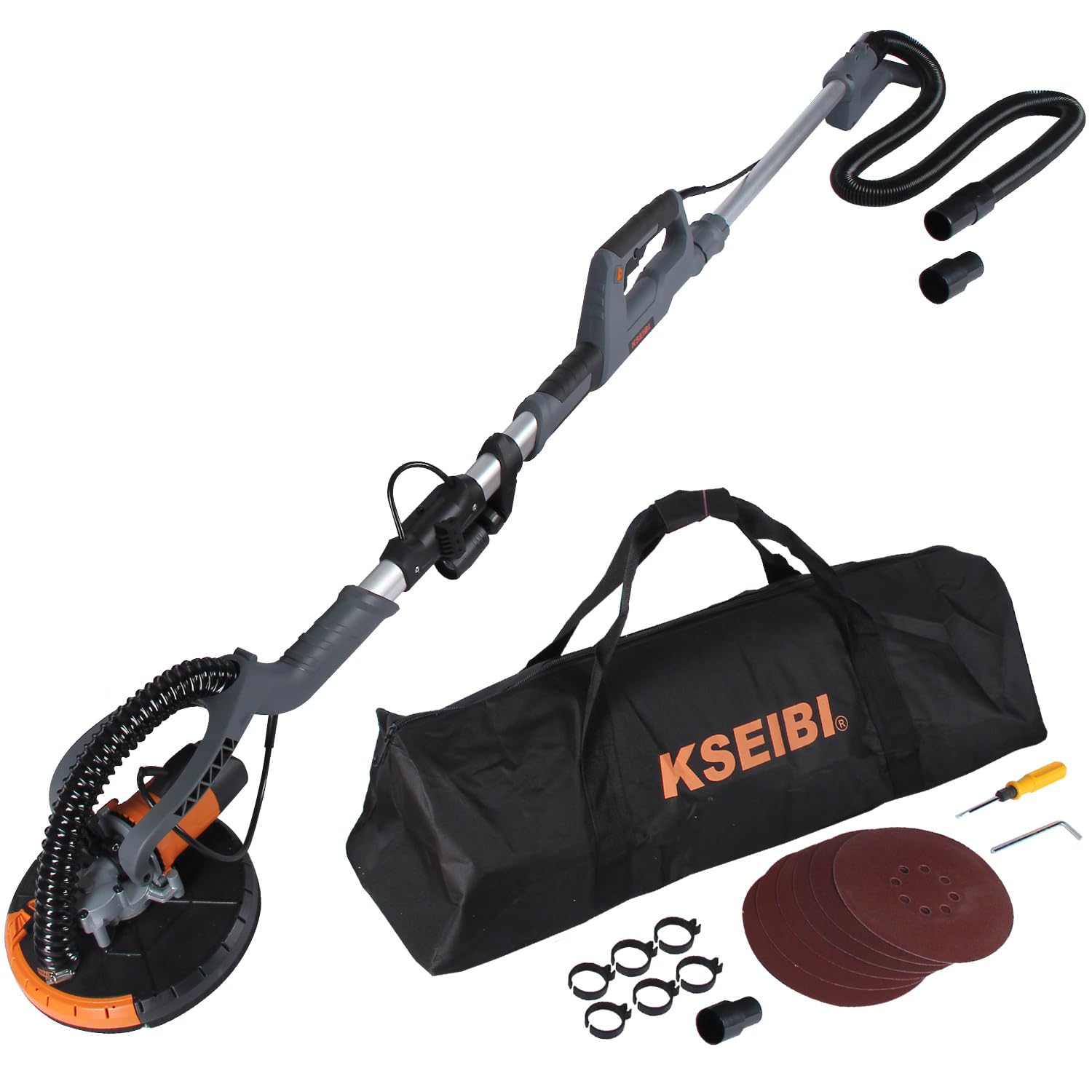 کیسیبی 712910 سندر دیواری 750 وات با کاغذ سنگ زنی (6 عدد)، سندر دیواری دو سرعته با شیار گرد و غبار 4 متری، سرعت سندر دیواری 1000-2100 در دقیقه، ابزارهای سندر کف، دیوار و سقف.
