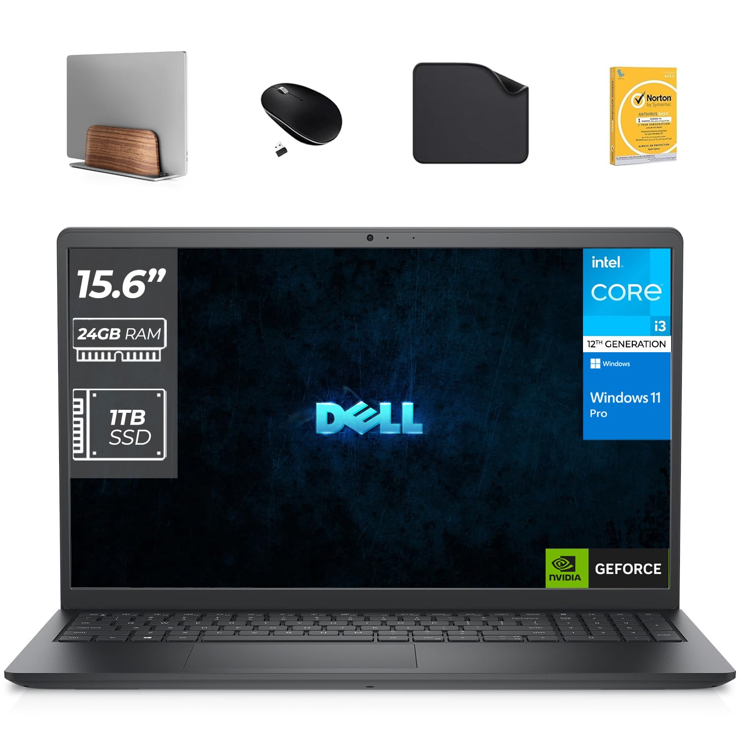 لپ تاپ تجاری DELL Vostro 3520، نسل ۱۲ اینتل i3-1215U، ۲۴ گیگابایت رم، ۱ ترابایت اس اس دی، ویندوز ۱۱ پرو (شامل استند لپ تاپ موج یکم + ماوس بی‌سیم + پد ماوس + آنتی ویروس) (ارتقا یافته) ۲۴ گیگابایت رم | ۱ ترابایت اس اس دی